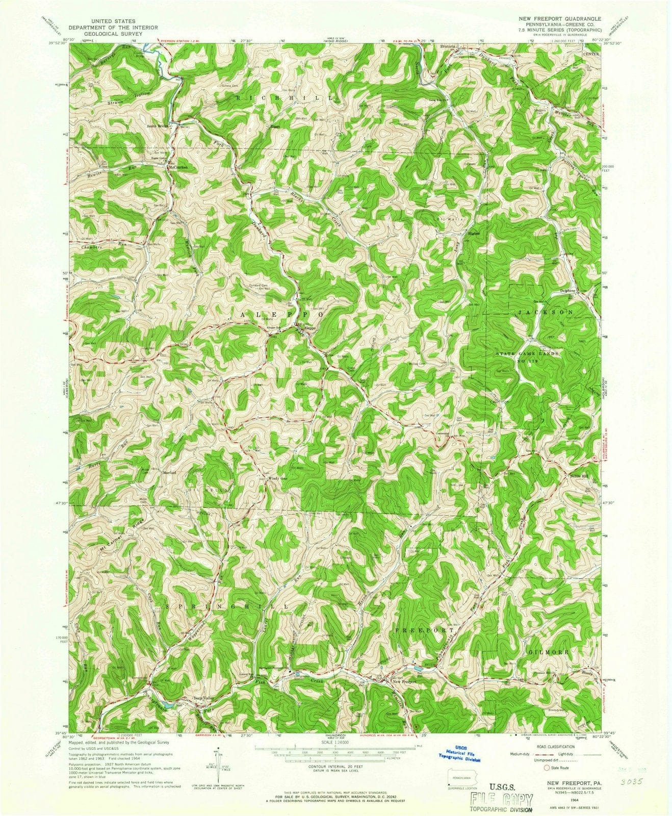 1964 New Freeport, PA - Pennsylvania - USGS Topographic Map