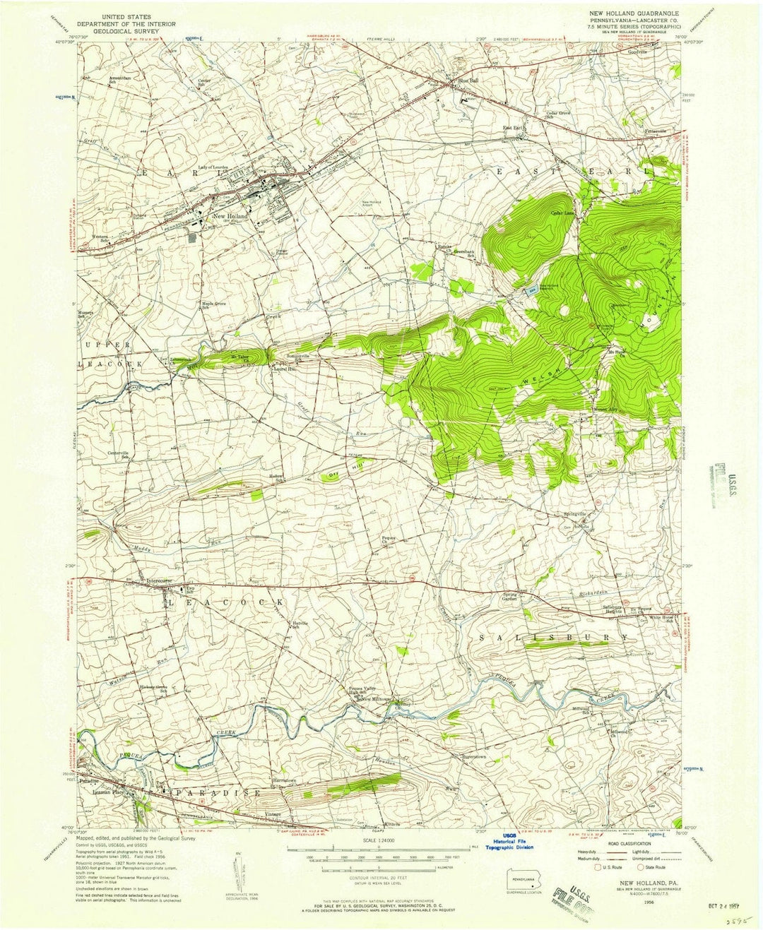 1956 New Holland, PA - Pennsylvania - USGS Topographic Map