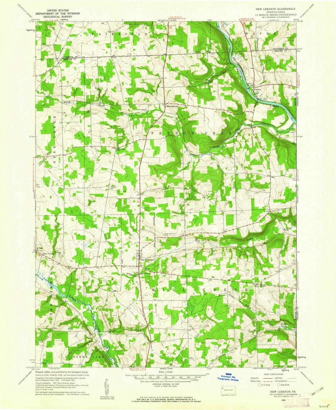 1960 New Lebanon, PA - Pennsylvania - USGS Topographic Map