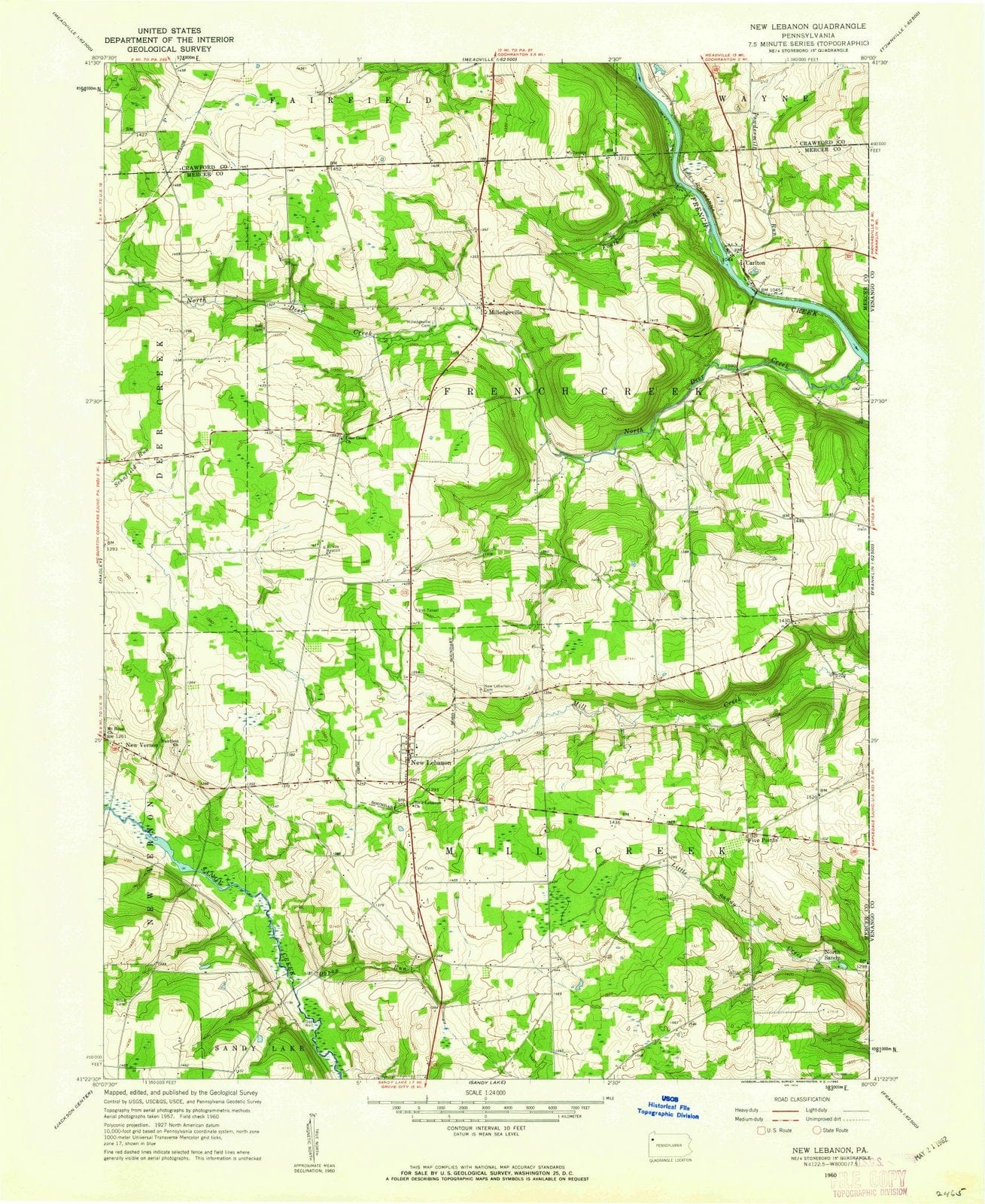 1960 New Lebanon, PA - Pennsylvania - USGS Topographic Map