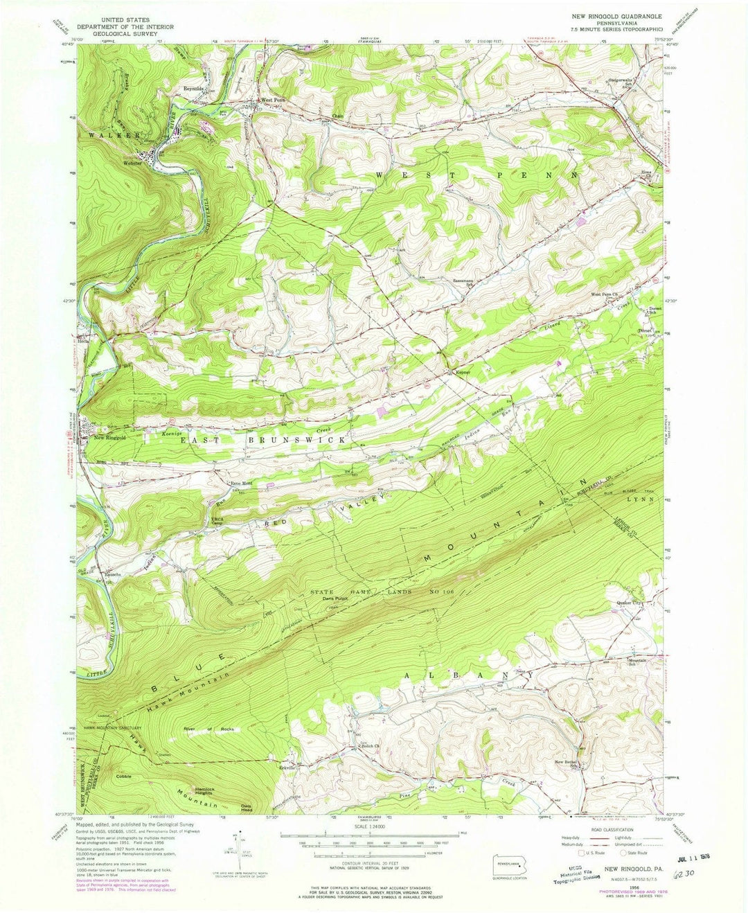1956 New Ringgold, PA - Pennsylvania - USGS Topographic Map