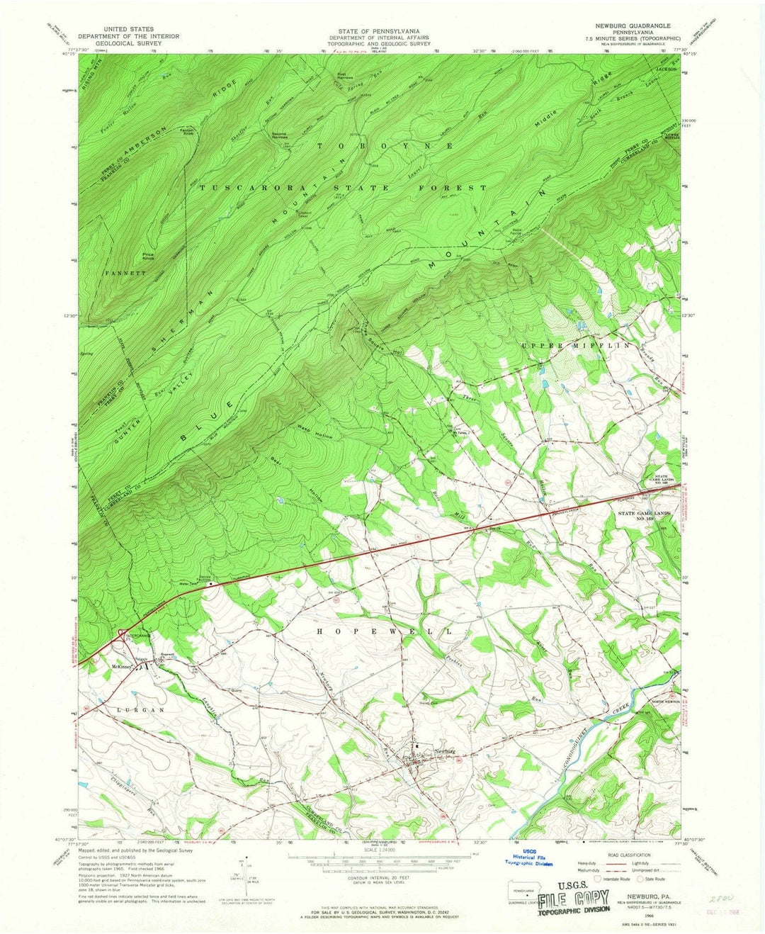 1966 Newburg, PA - Pennsylvania - USGS Topographic Map