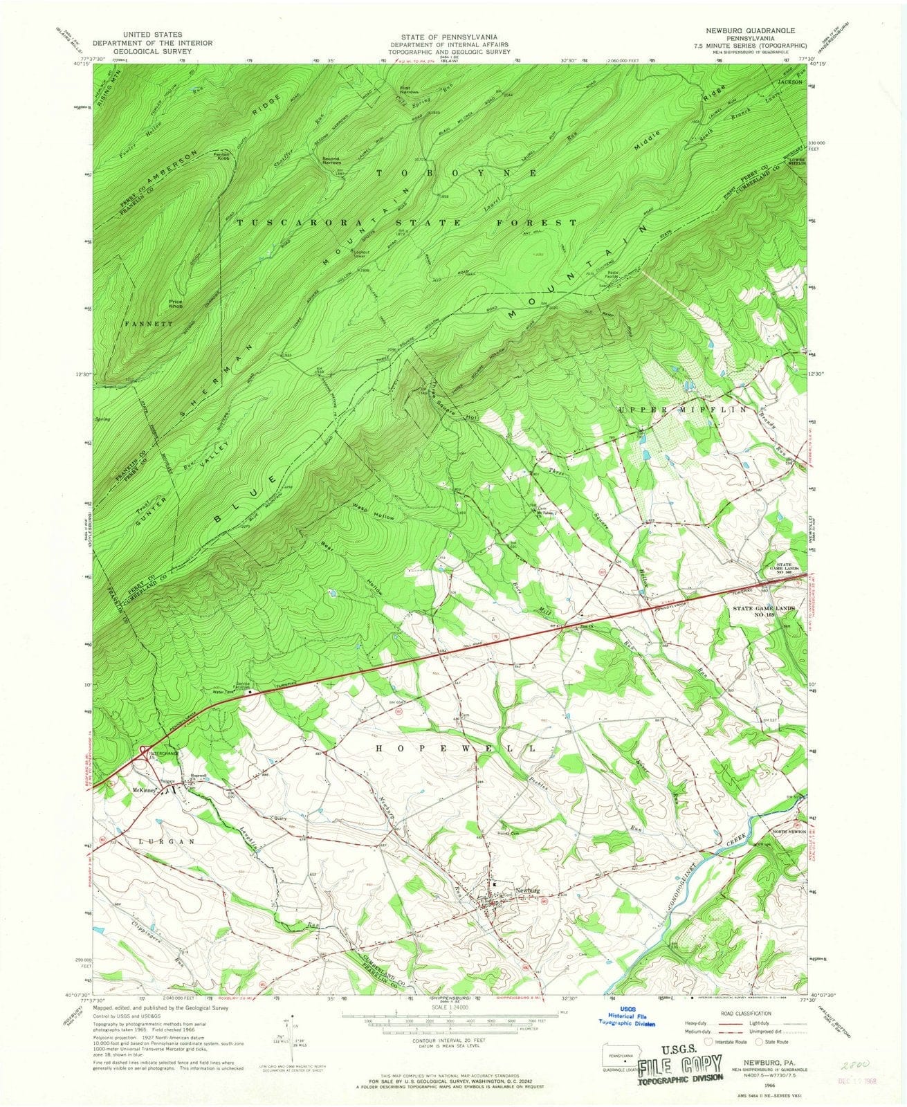 1966 Newburg, PA - Pennsylvania - USGS Topographic Map