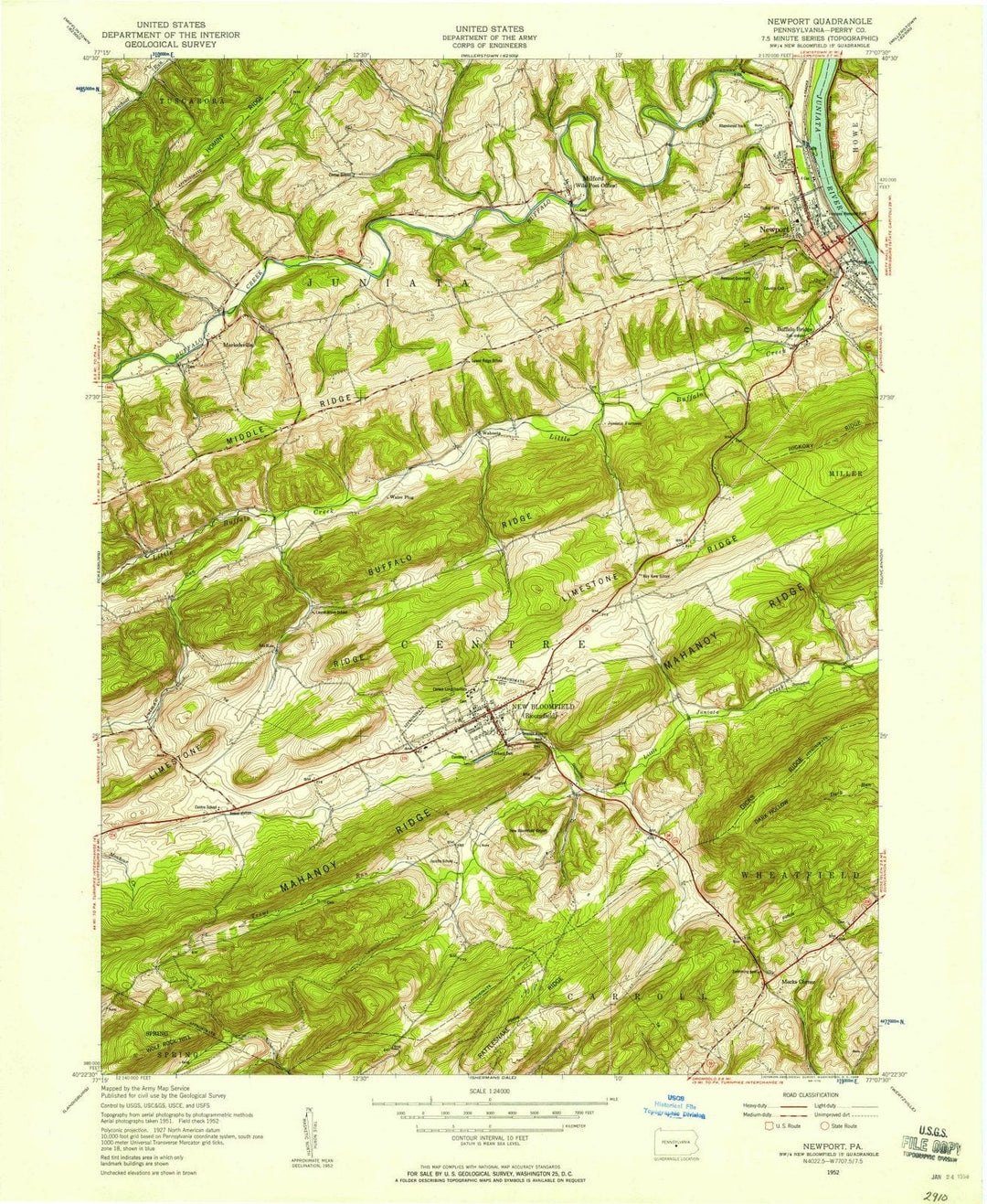 1952 Newport, PA - Pennsylvania - USGS Topographic Map