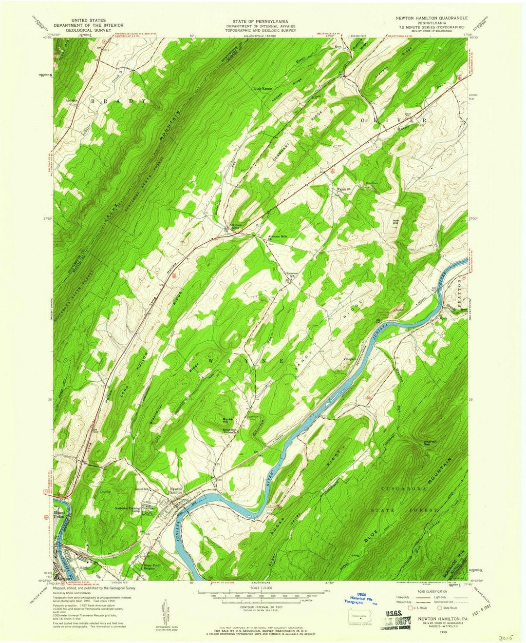 1959 Newton Hamilton, PA - Pennsylvania - USGS Topographic Map