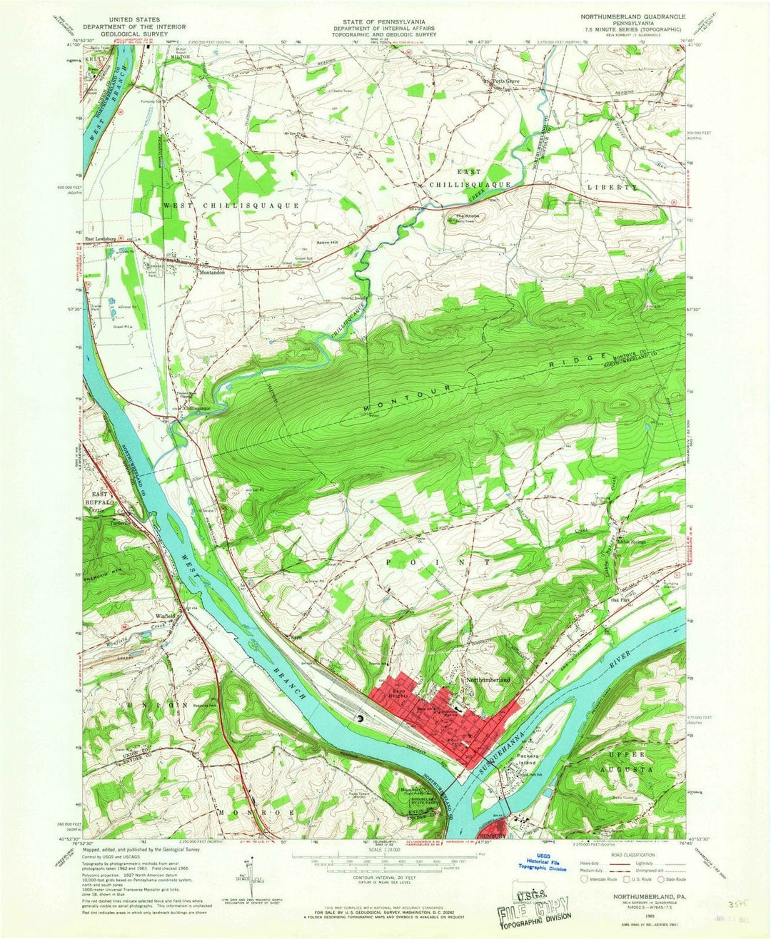 1965 Northumberland, PA - Pennsylvania - USGS Topographic Map