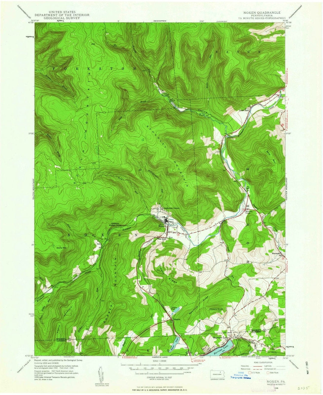 1946 Noxen, PA - Pennsylvania - USGS Topographic Map