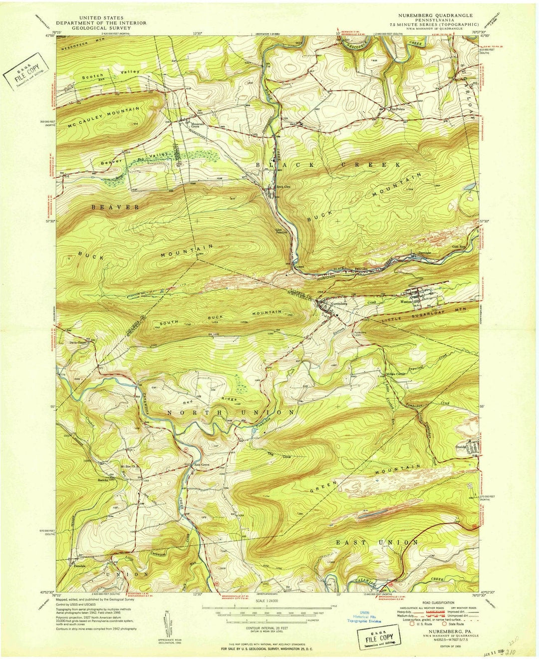 1950 Nuremberg, PA - Pennsylvania - USGS Topographic Map