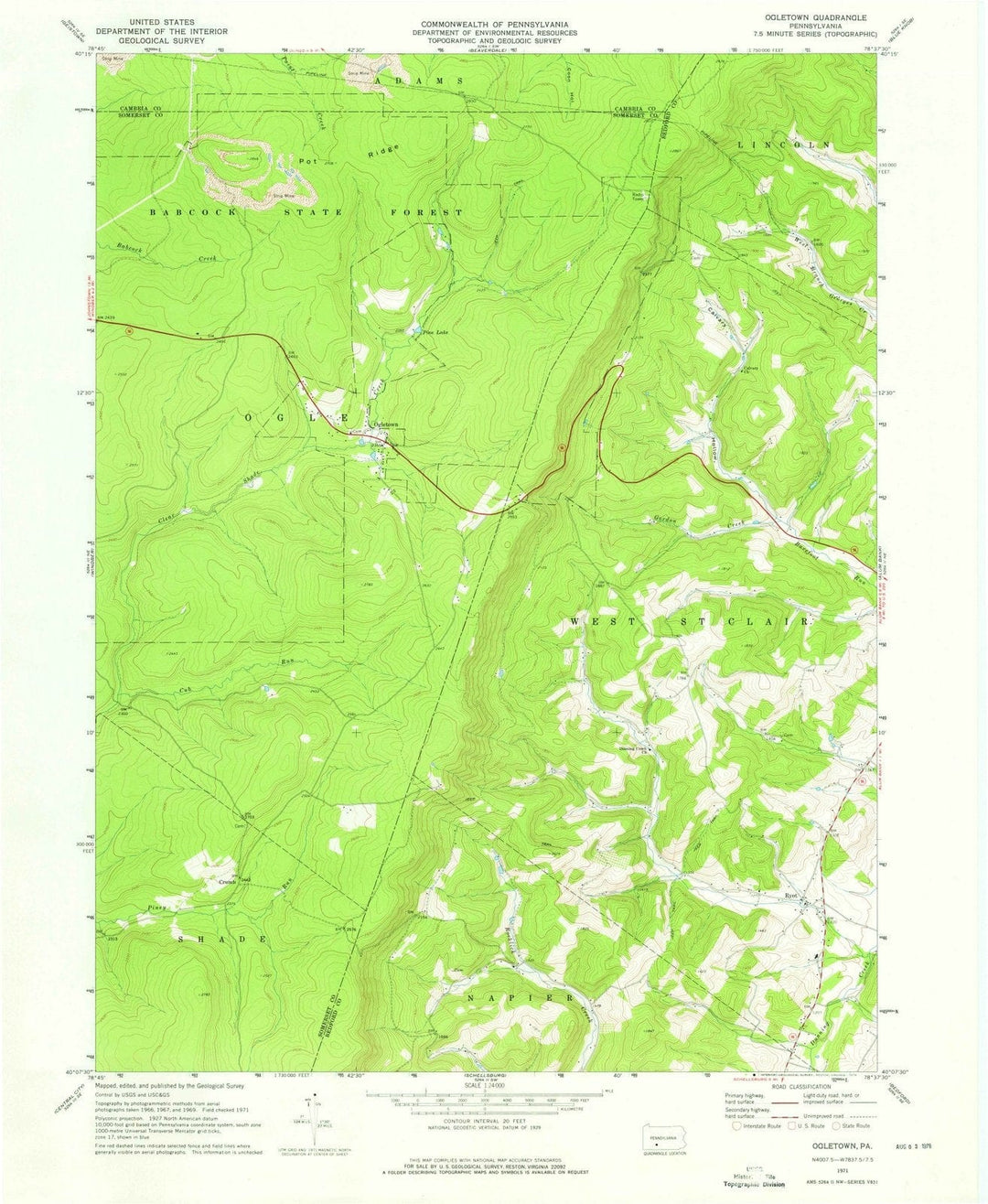 1971 Ogletown, PA - Pennsylvania - USGS Topographic Map