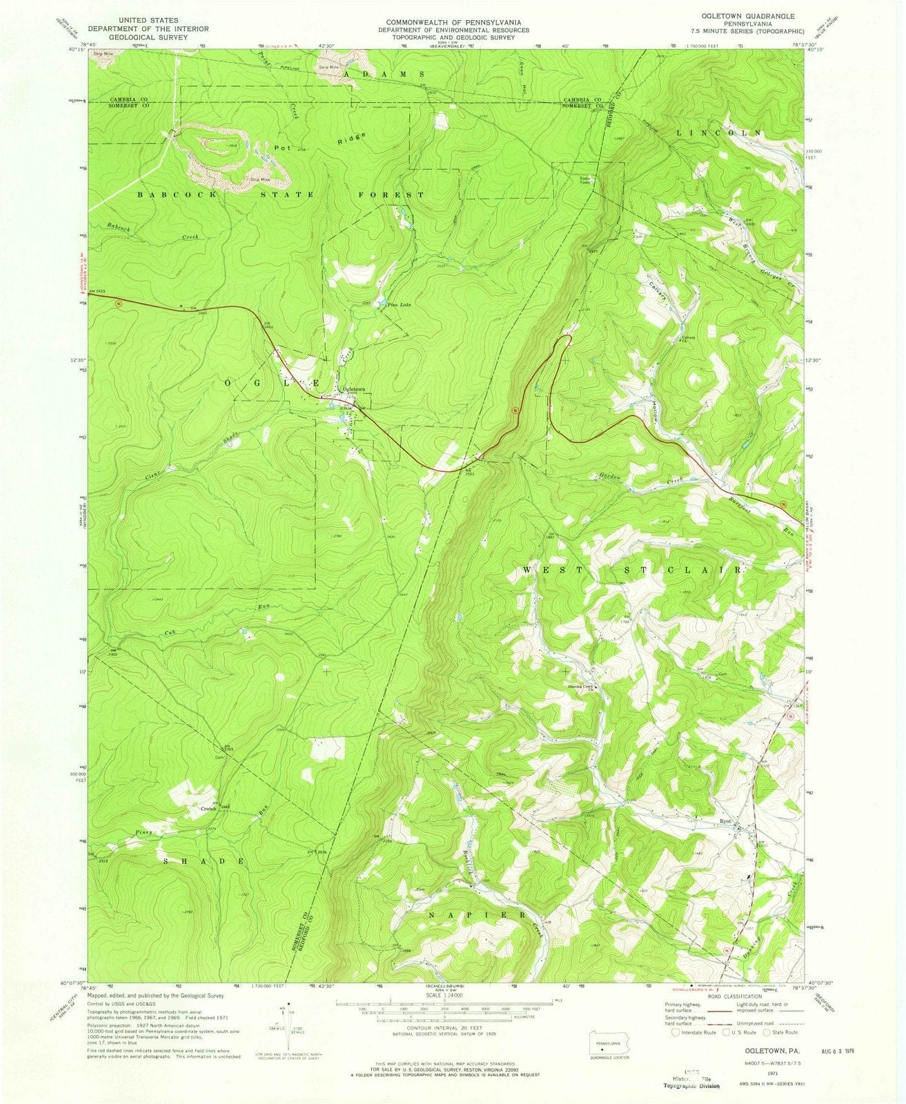 1971 Ogletown, PA - Pennsylvania - USGS Topographic Map