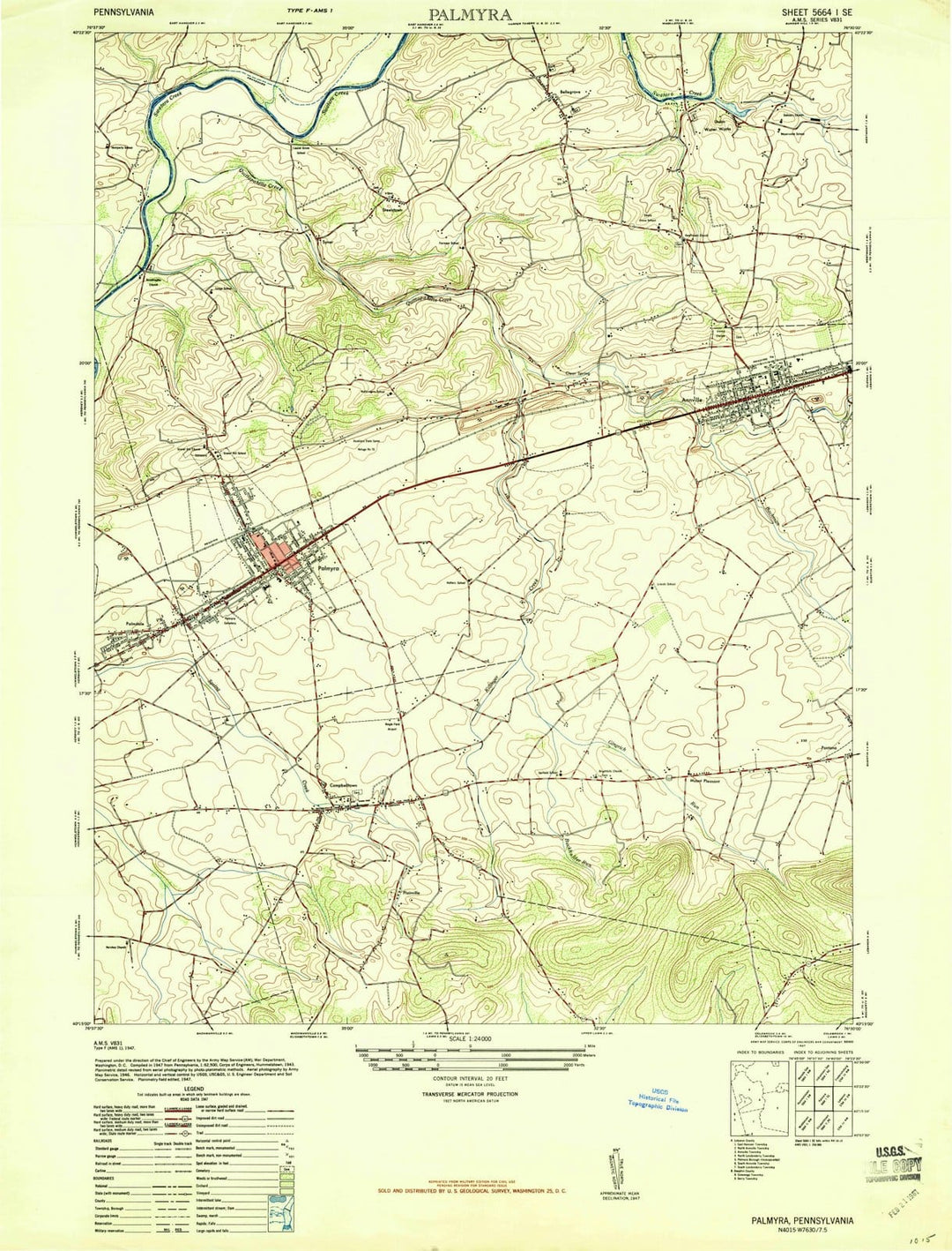 1947 Palmyra, PA - Pennsylvania - USGS Topographic Map