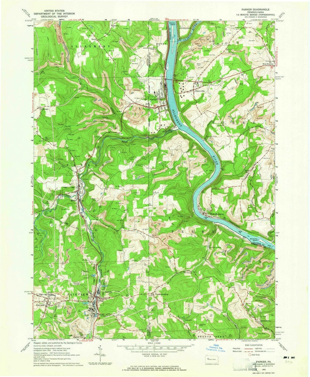 1963 Parker, PA - Pennsylvania - USGS Topographic Map