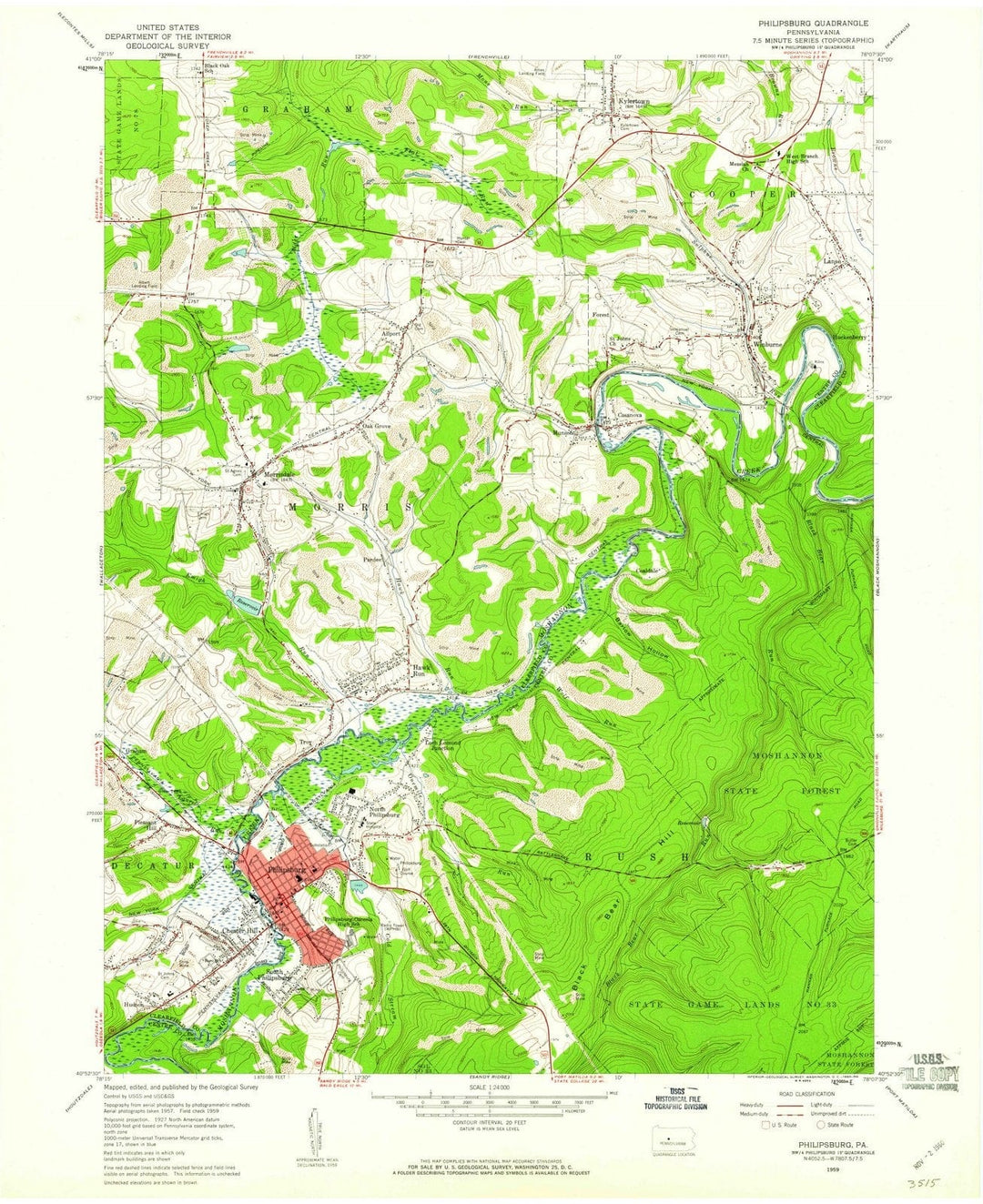 1959 Philipsburg, PA - Pennsylvania - USGS Topographic Map