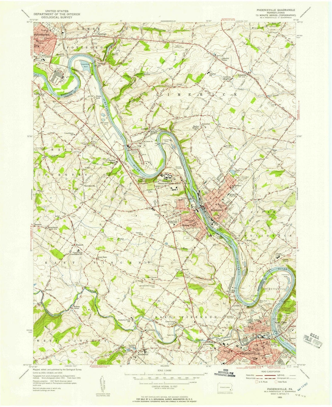 1955 Phoenixville, PA - Pennsylvania - USGS Topographic Map
