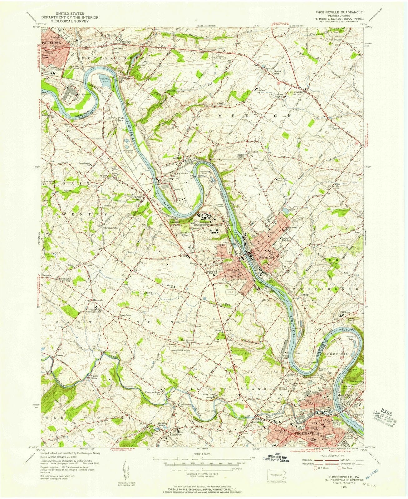 1955 Phoenixville, PA - Pennsylvania - USGS Topographic Map