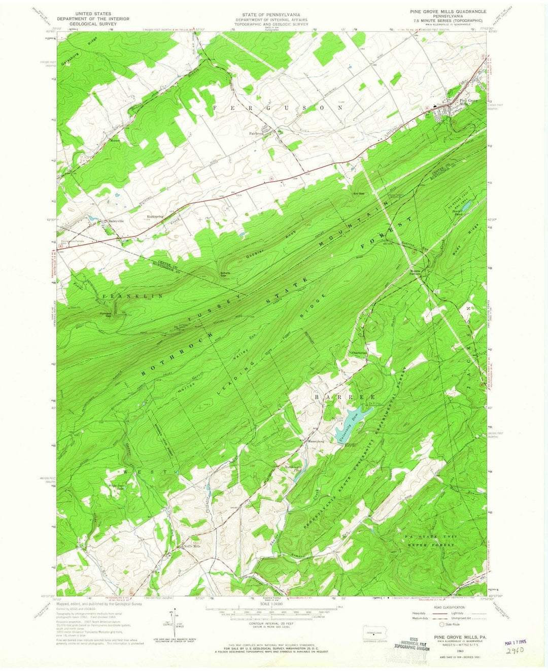 1963 Pine Grove Mills, PA - Pennsylvania - USGS Topographic Map