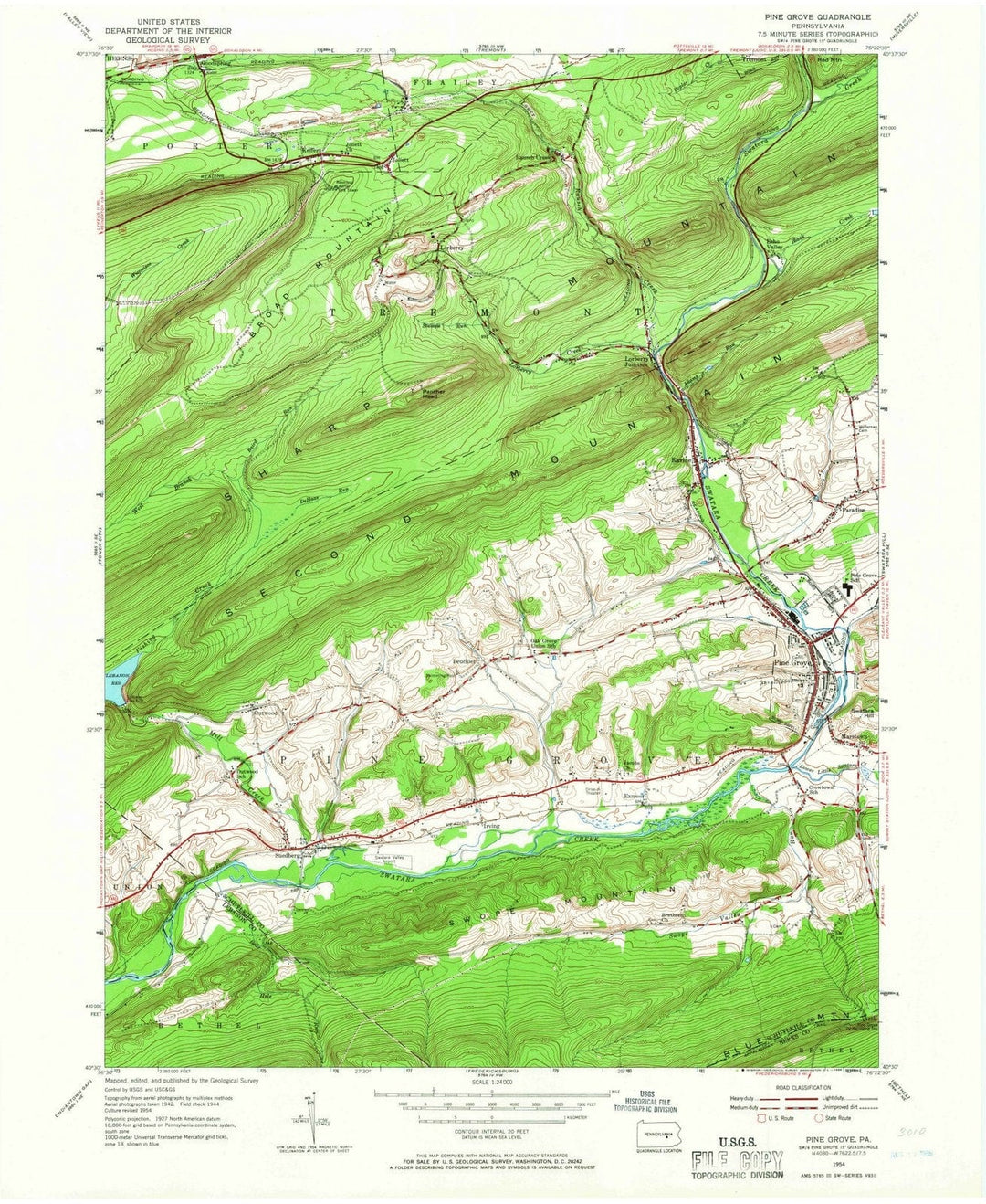 1954 Pine Grove, PA - Pennsylvania - USGS Topographic Map