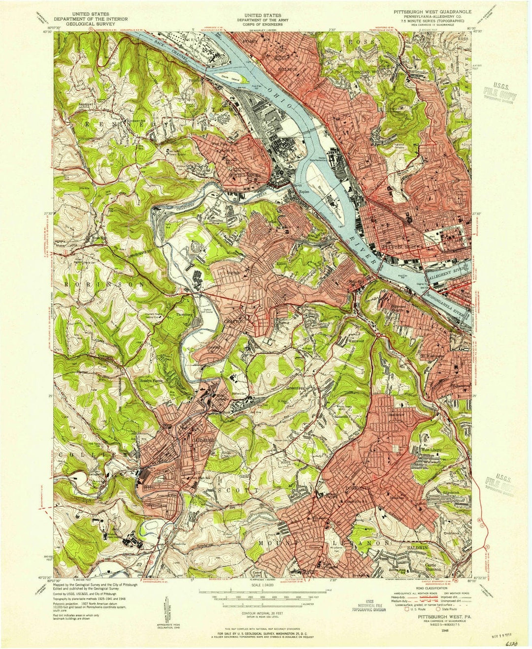1948 Pittsburgh West, PA - Pennsylvania - USGS Topographic Map