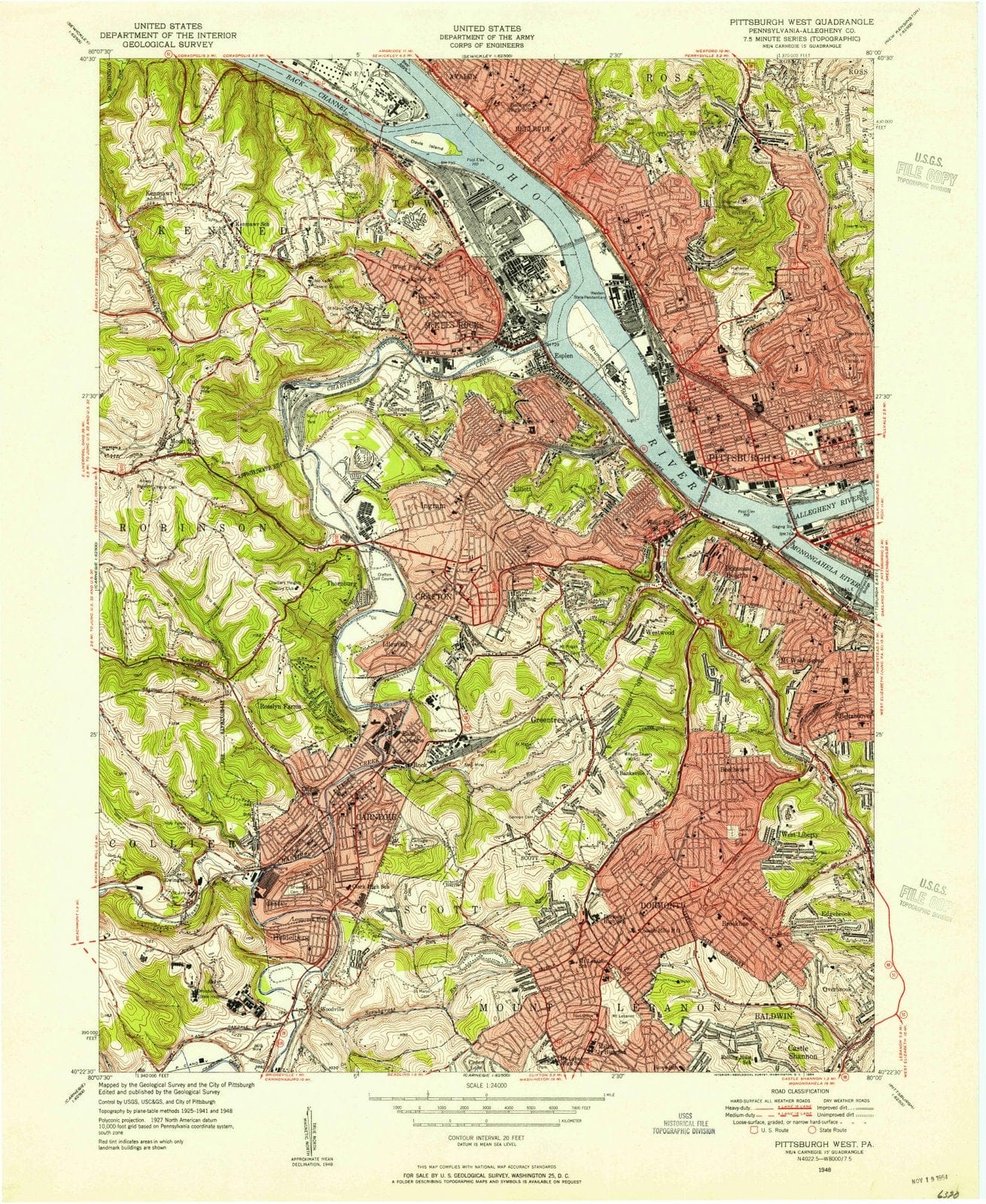 1948 Pittsburgh West, PA - Pennsylvania - USGS Topographic Map