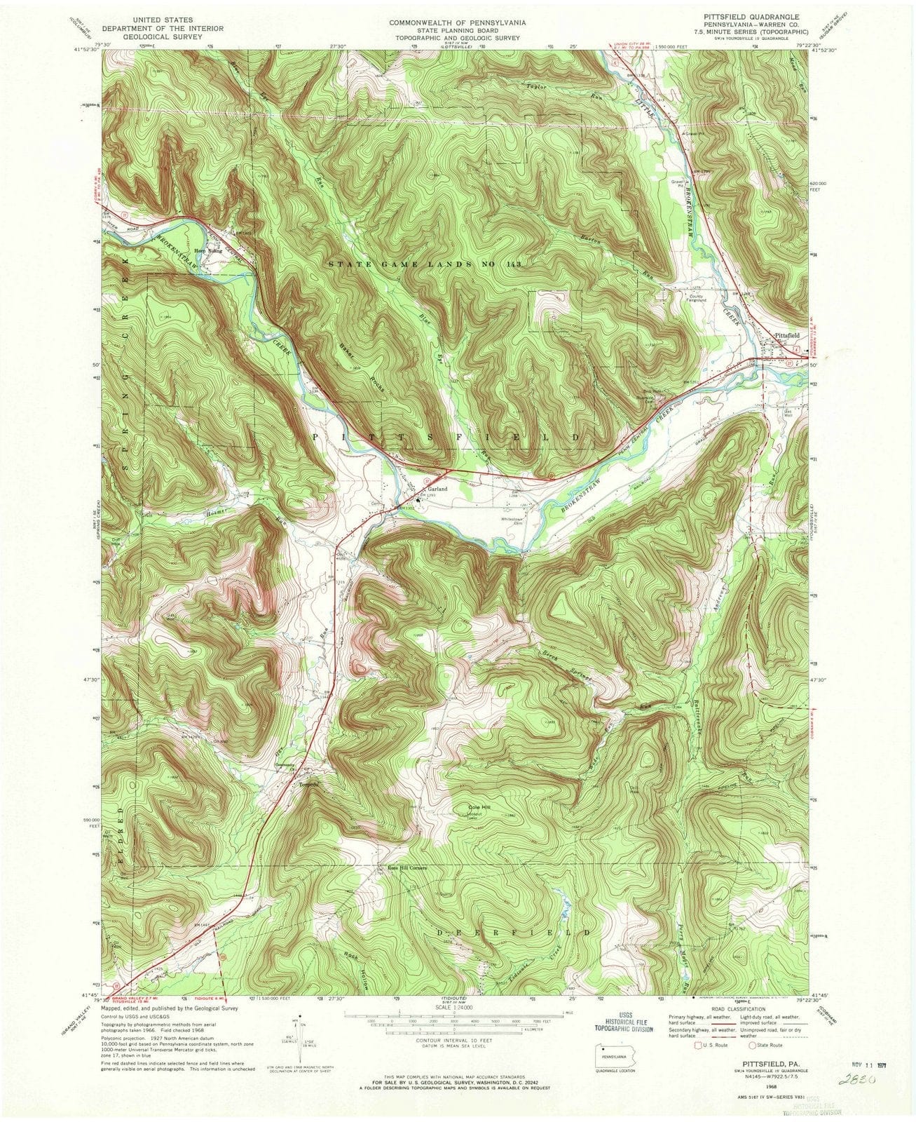 1968 Pittsfield, PA - Pennsylvania - USGS Topographic Map