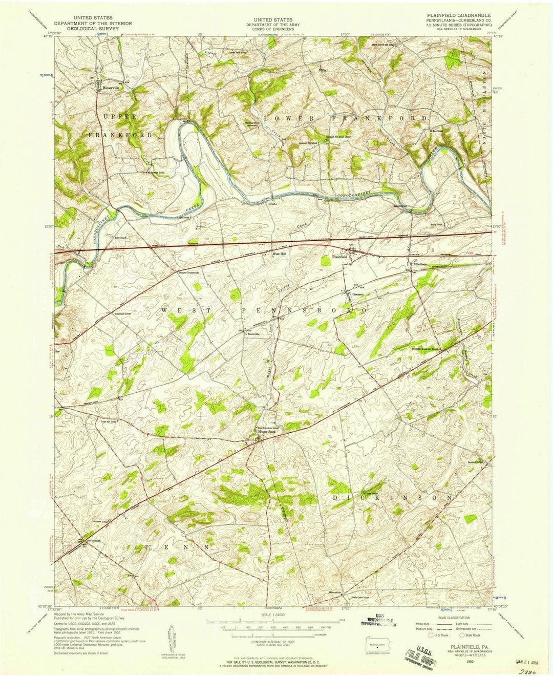 1952 Plainfield, PA - Pennsylvania - USGS Topographic Map