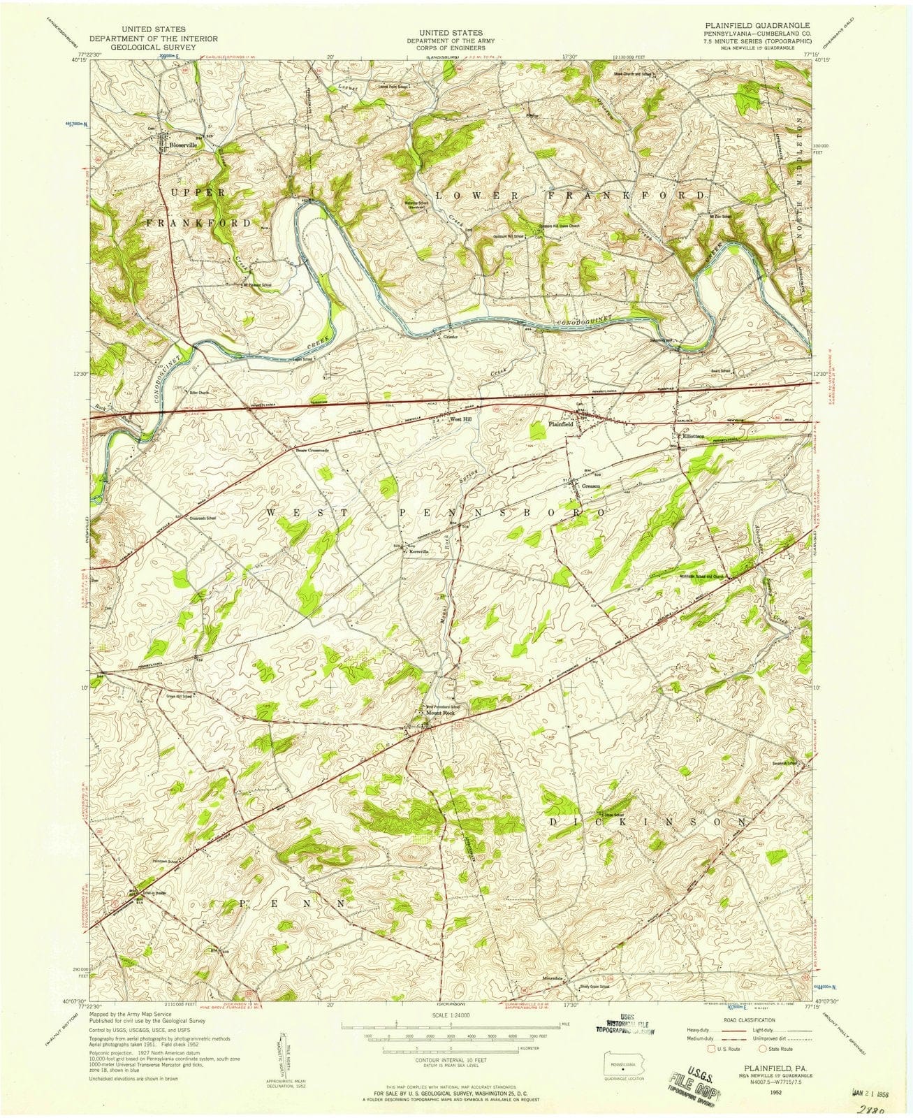 1952 Plainfield, PA - Pennsylvania - USGS Topographic Map