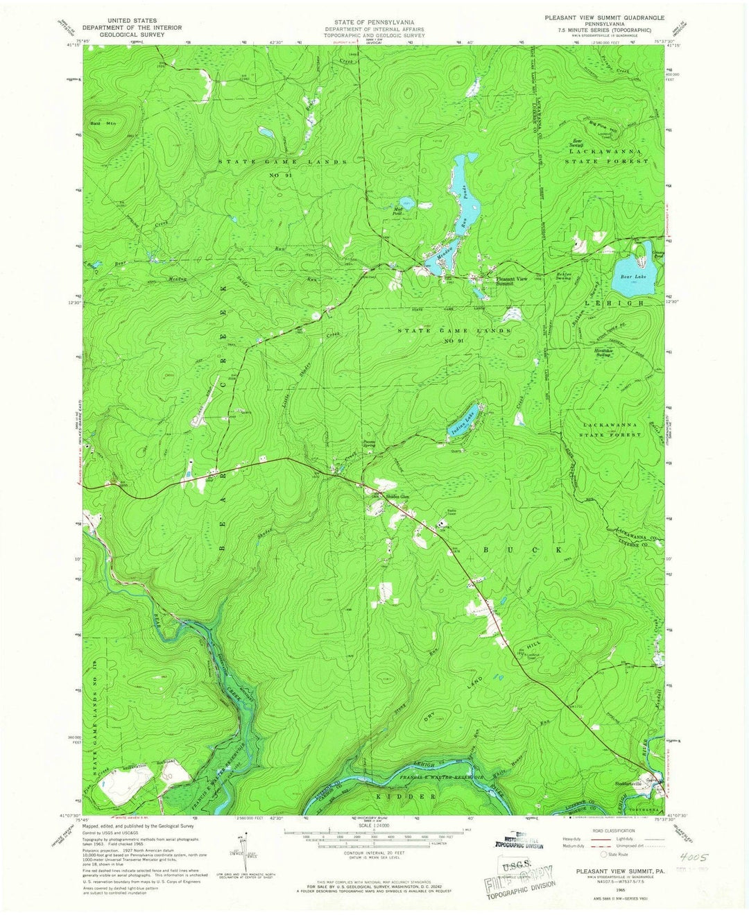 1965 Pleasant View Summit, PA - Pennsylvania - USGS Topographic Map