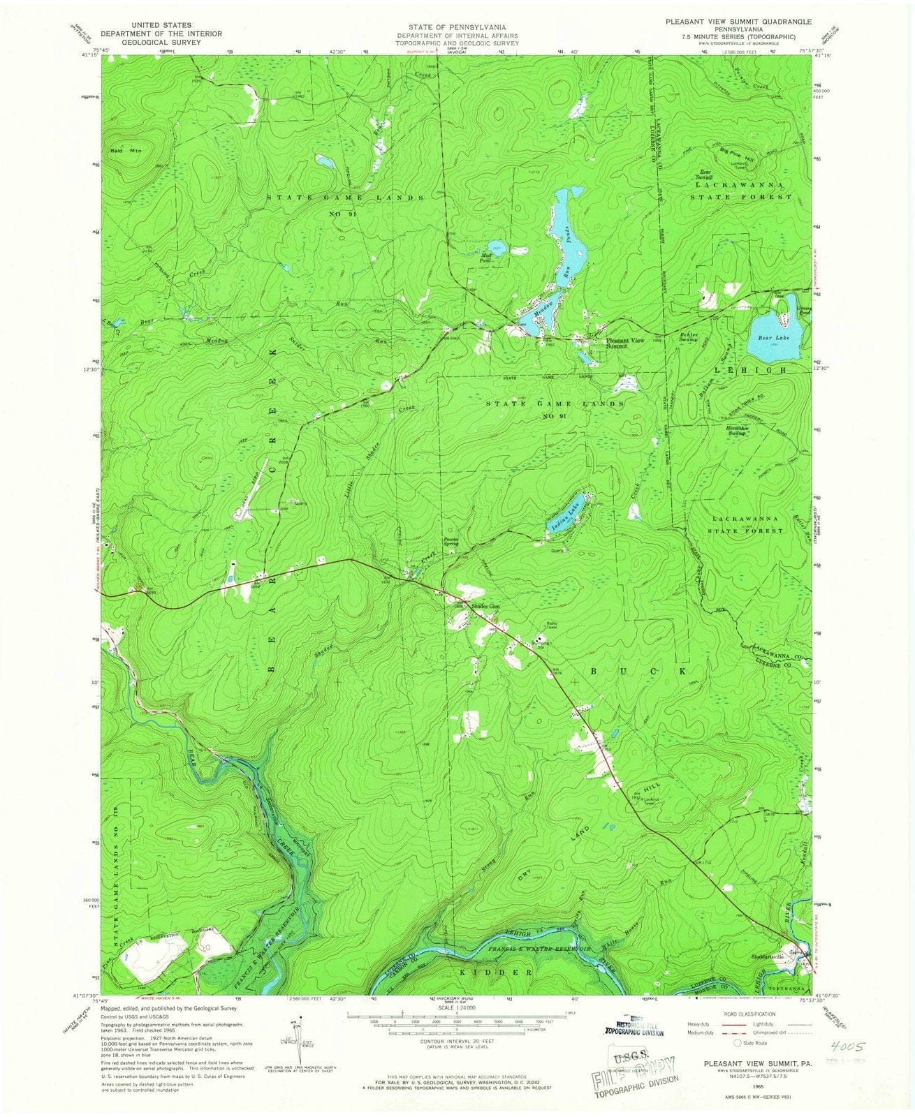 1965 Pleasant View Summit, PA - Pennsylvania - USGS Topographic Map