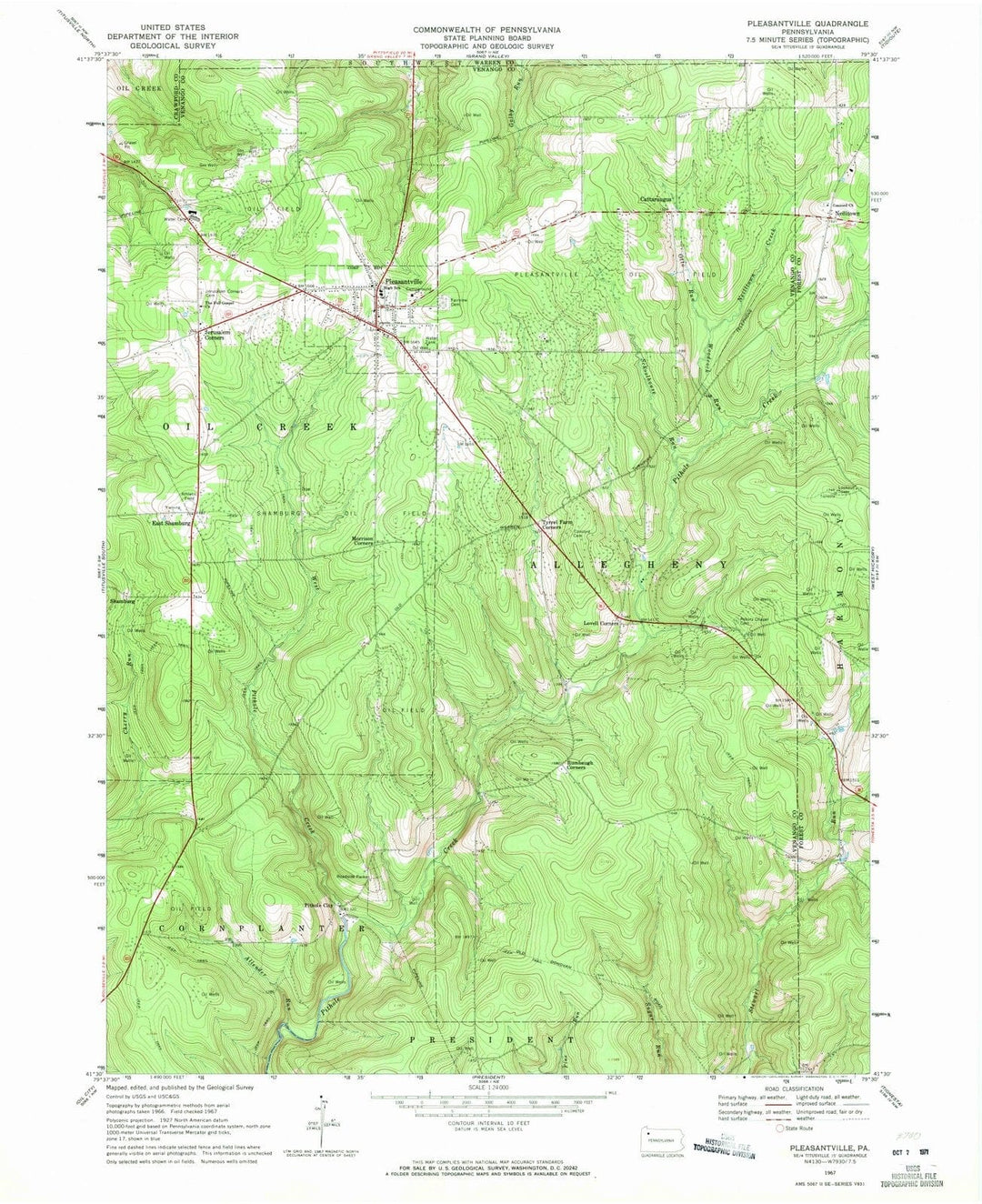 1967 Pleasantville, PA - Pennsylvania - USGS Topographic Map
