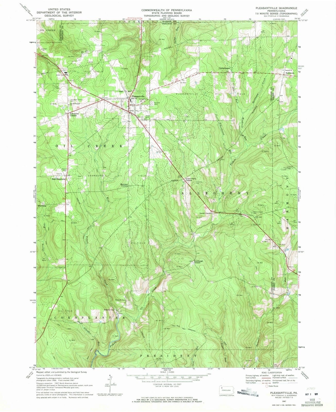 1967 Pleasantville, PA - Pennsylvania - USGS Topographic Map