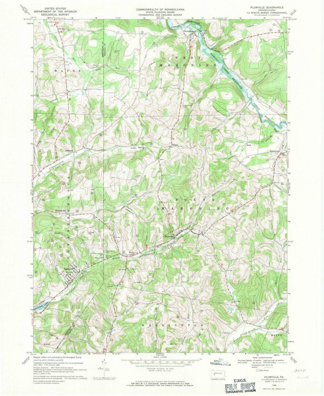 1968 Plumville, PA - Pennsylvania - USGS Topographic Map