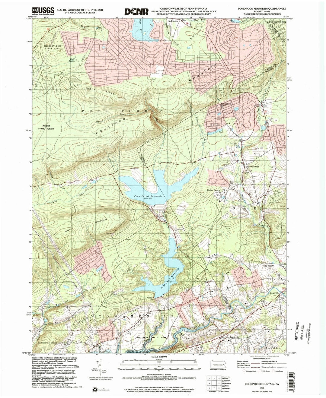 1999 Pohopoco Mountain, PA - Pennsylvania - USGS Topographic Map