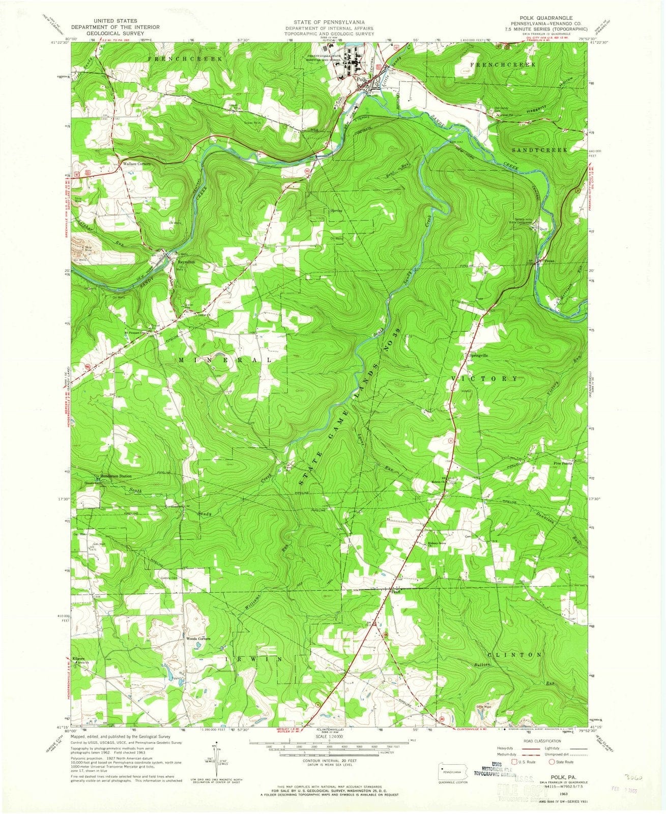 1963 Polk, PA - Pennsylvania - USGS Topographic Map