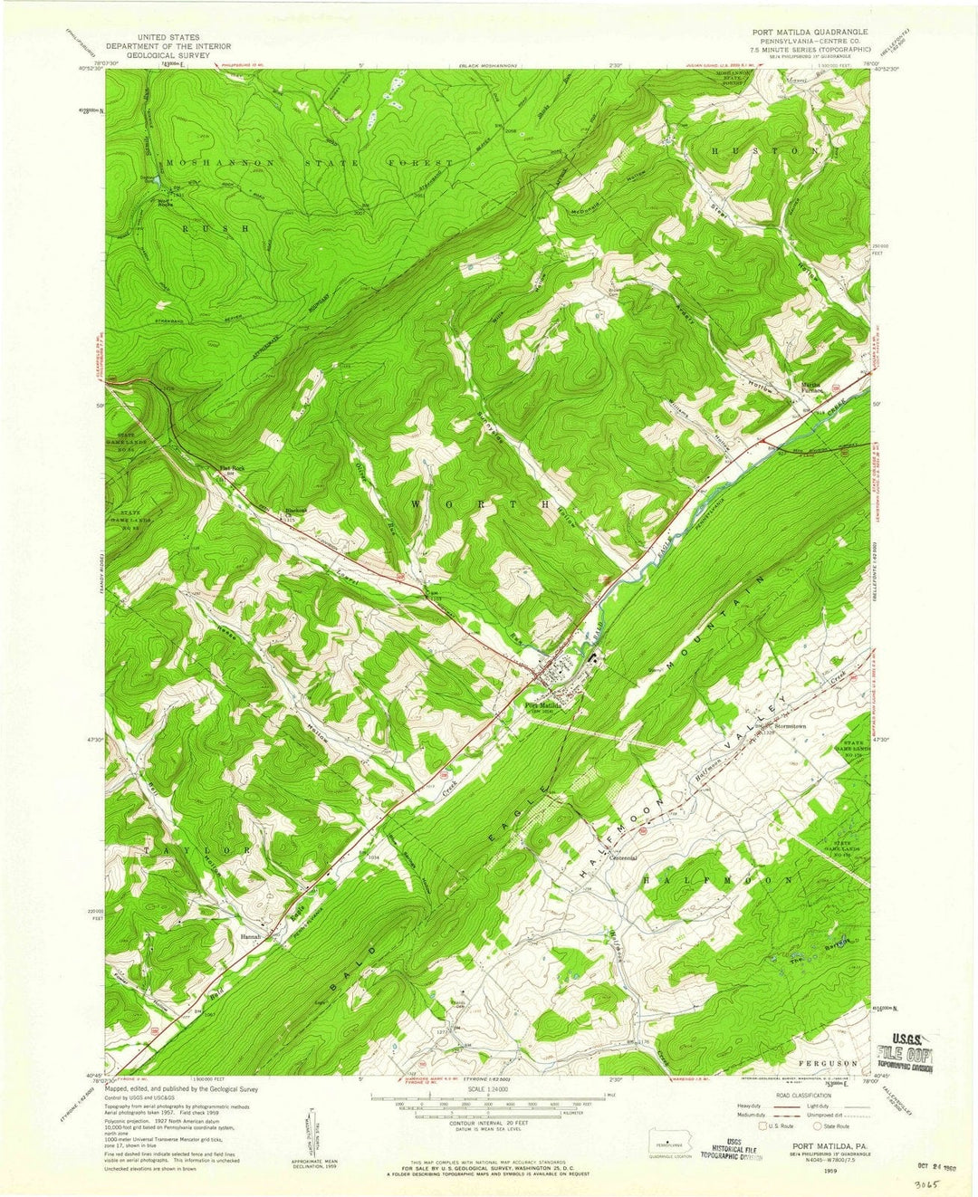 1959 Port Matilda, PA - Pennsylvania - USGS Topographic Map