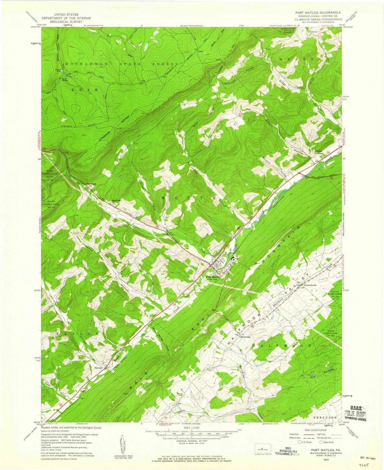 1959 Port Matilda, PA - Pennsylvania - USGS Topographic Map