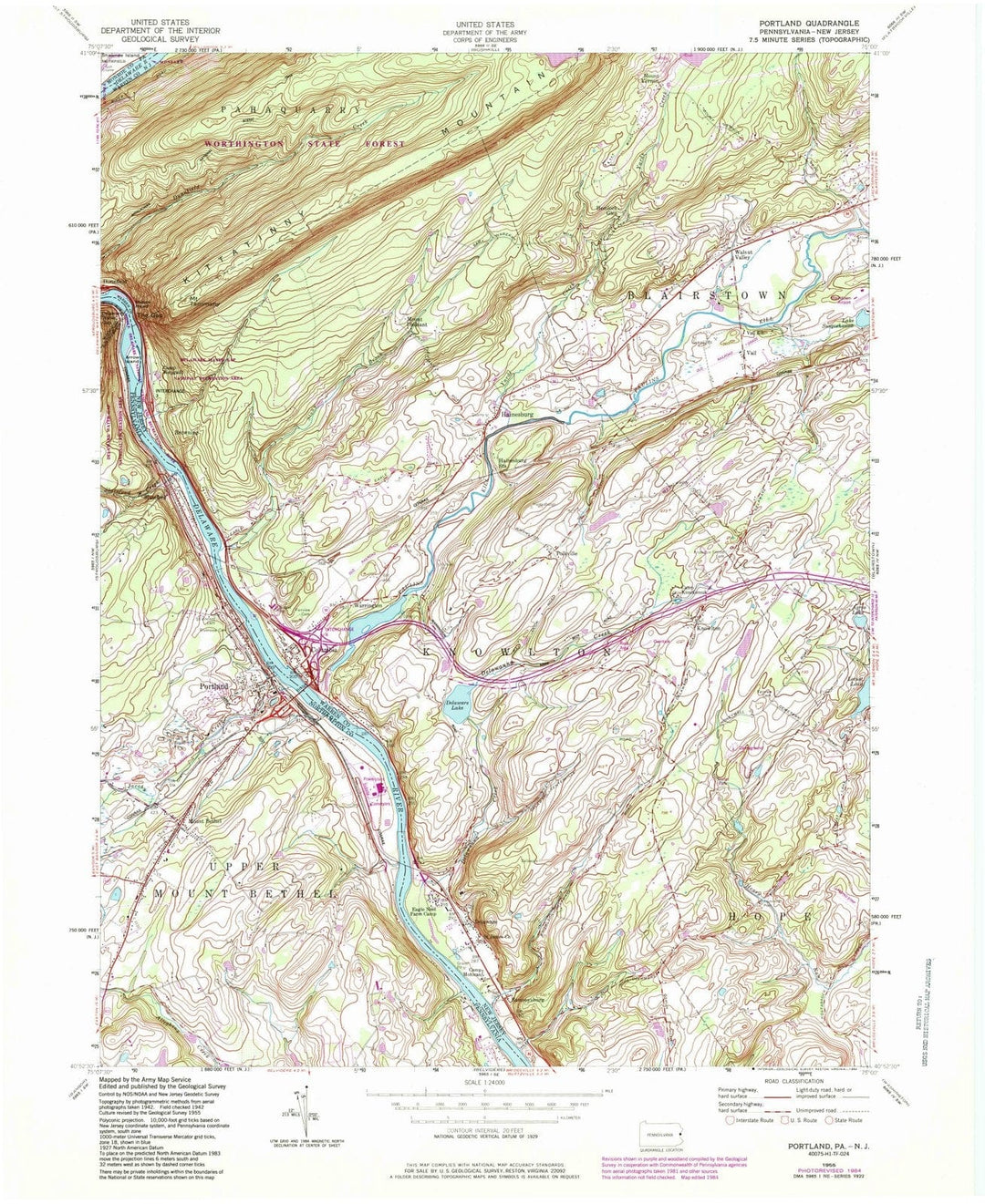 1955 Portland, PA - Pennsylvania - USGS Topographic Map