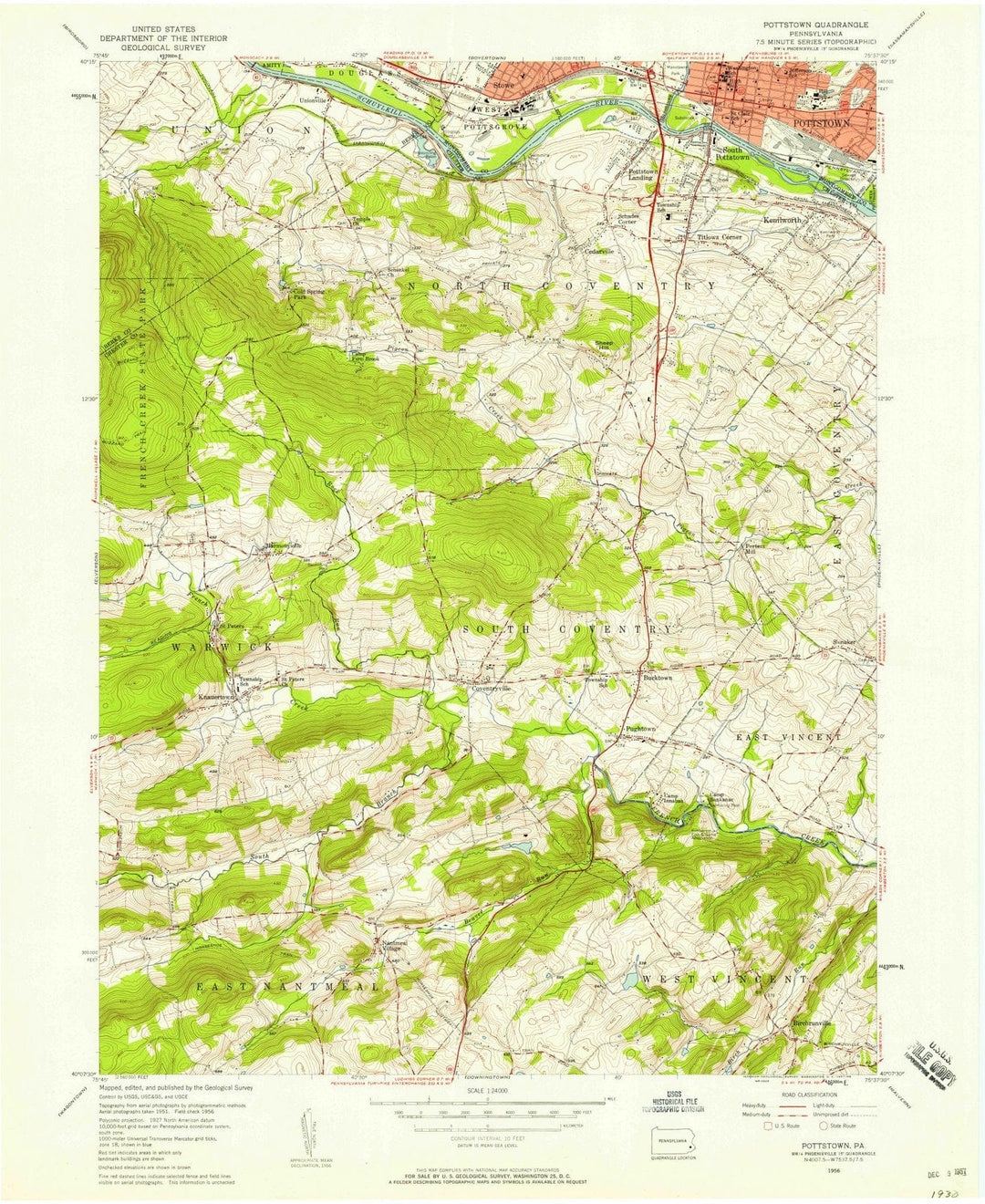 1956 Pottstown, PA - Pennsylvania - USGS Topographic Map