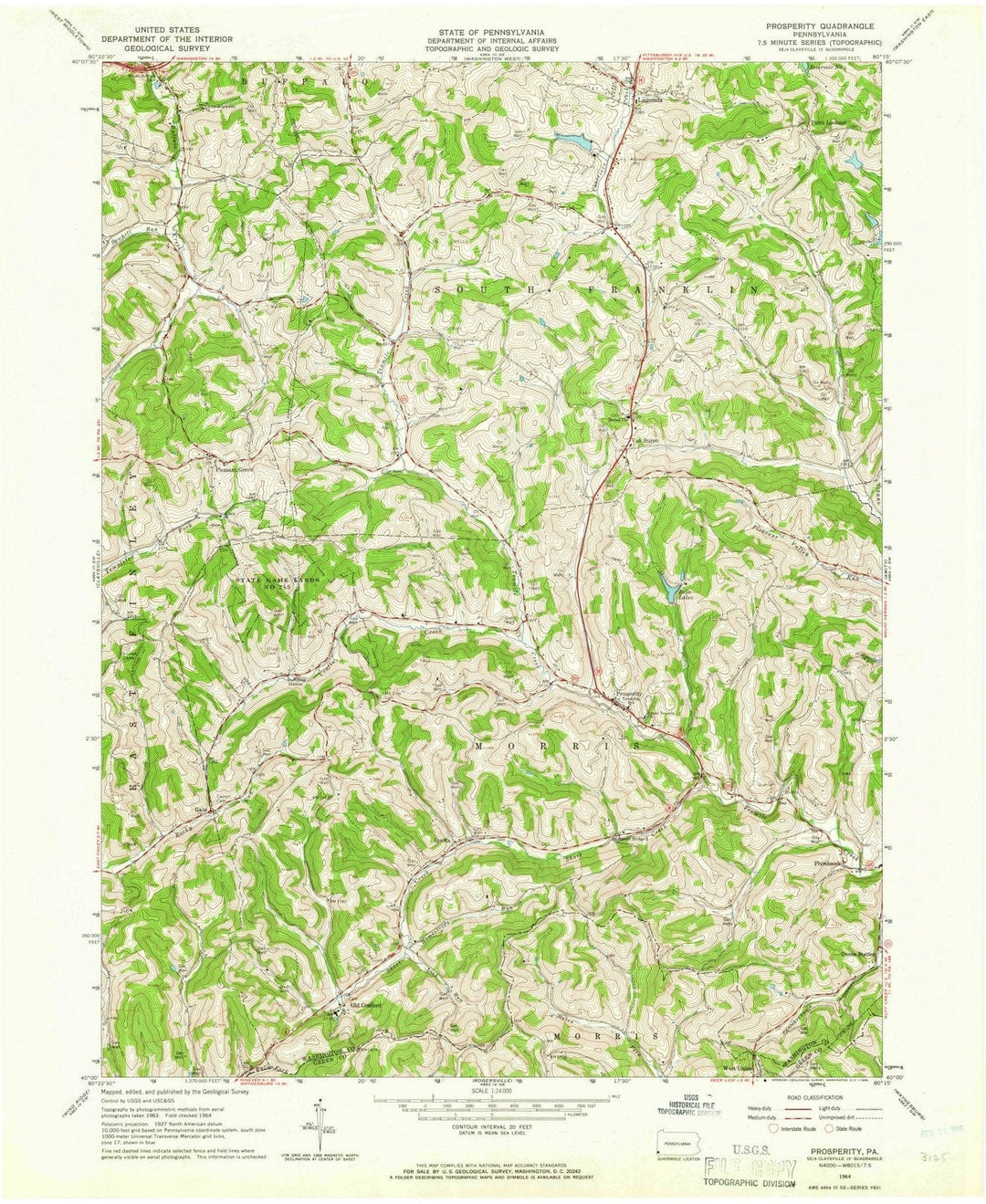 1964 Prosperity, PA - Pennsylvania - USGS Topographic Map