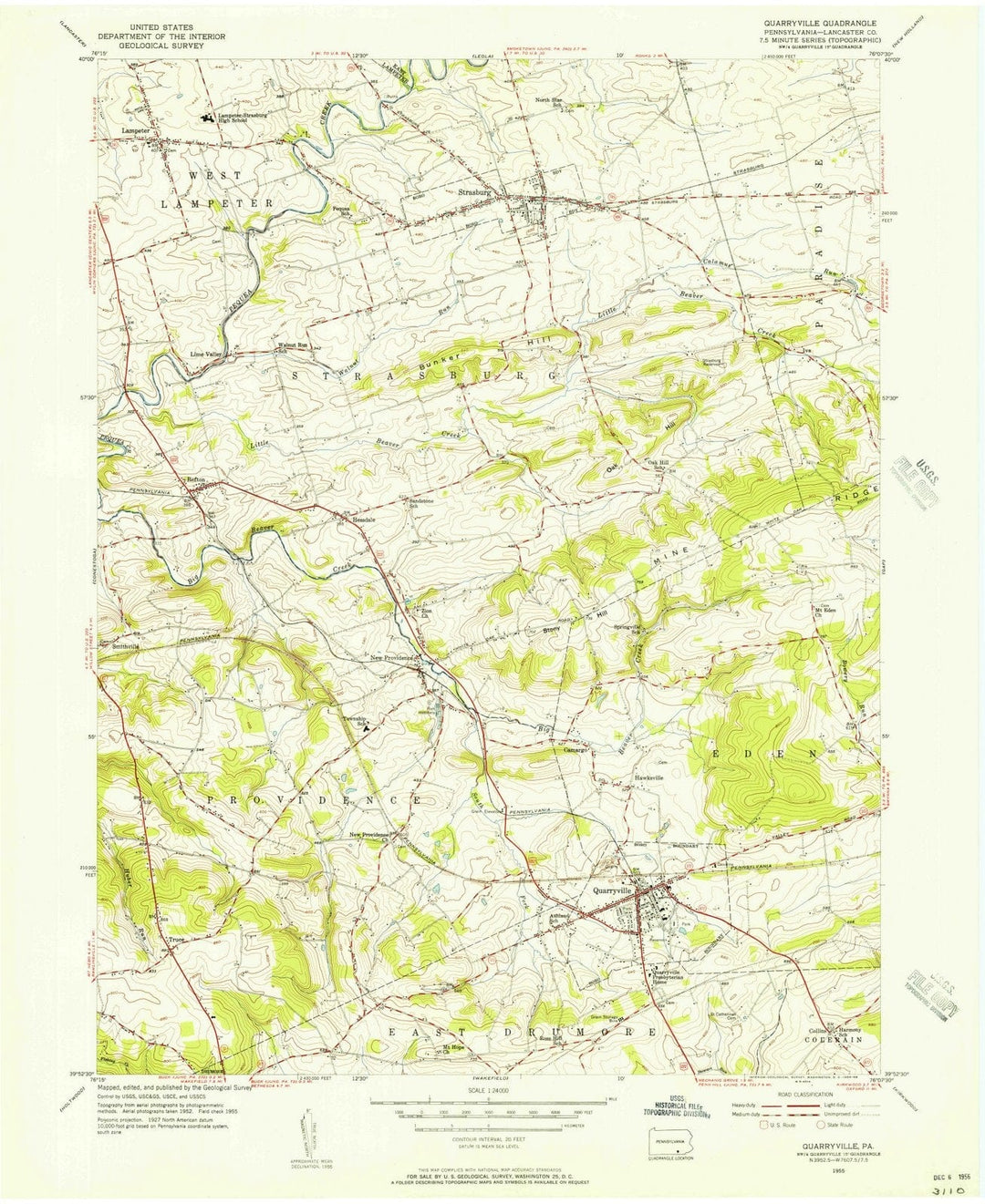 1955 Quarryville, PA - Pennsylvania - USGS Topographic Map