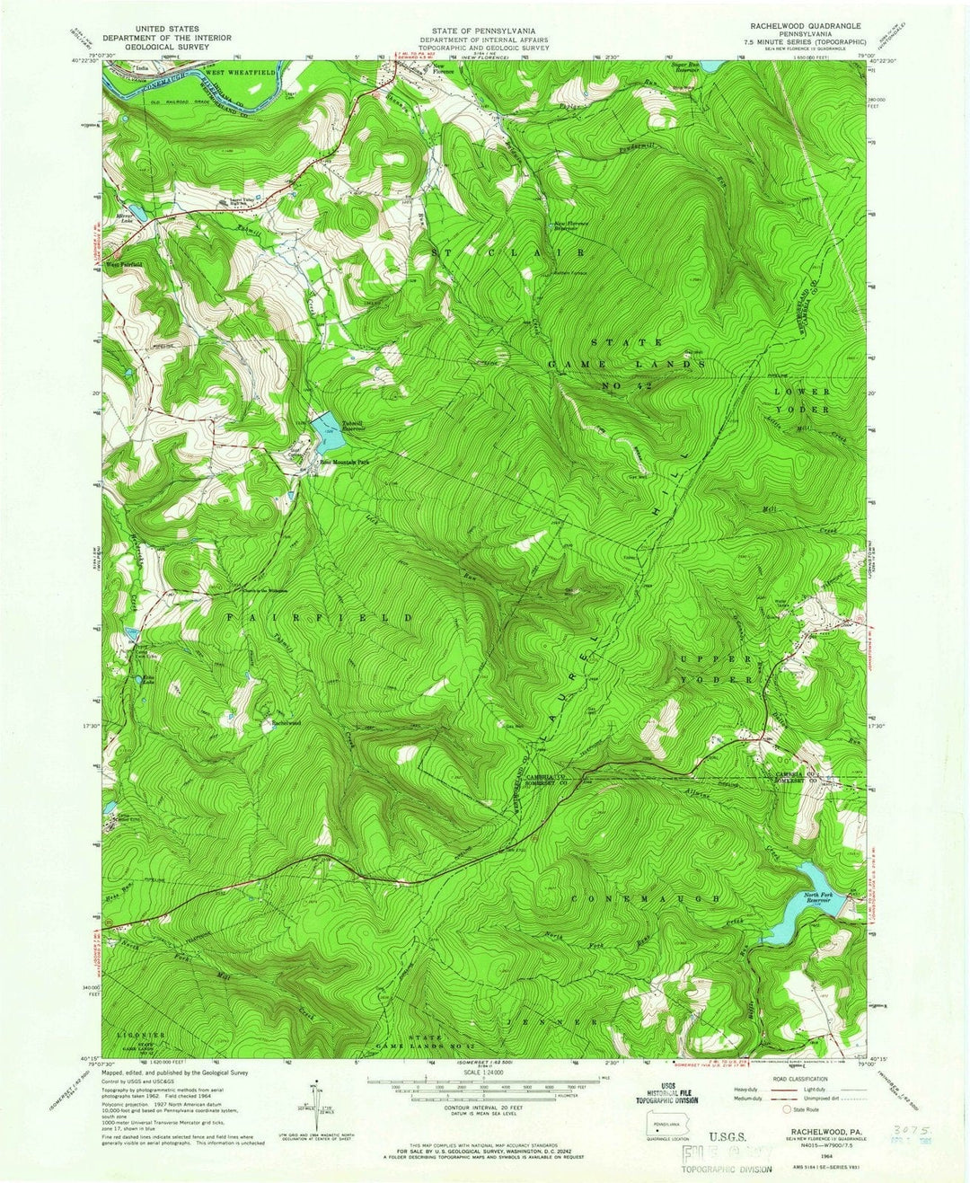 1964 Rachelwood, PA - Pennsylvania - USGS Topographic Map