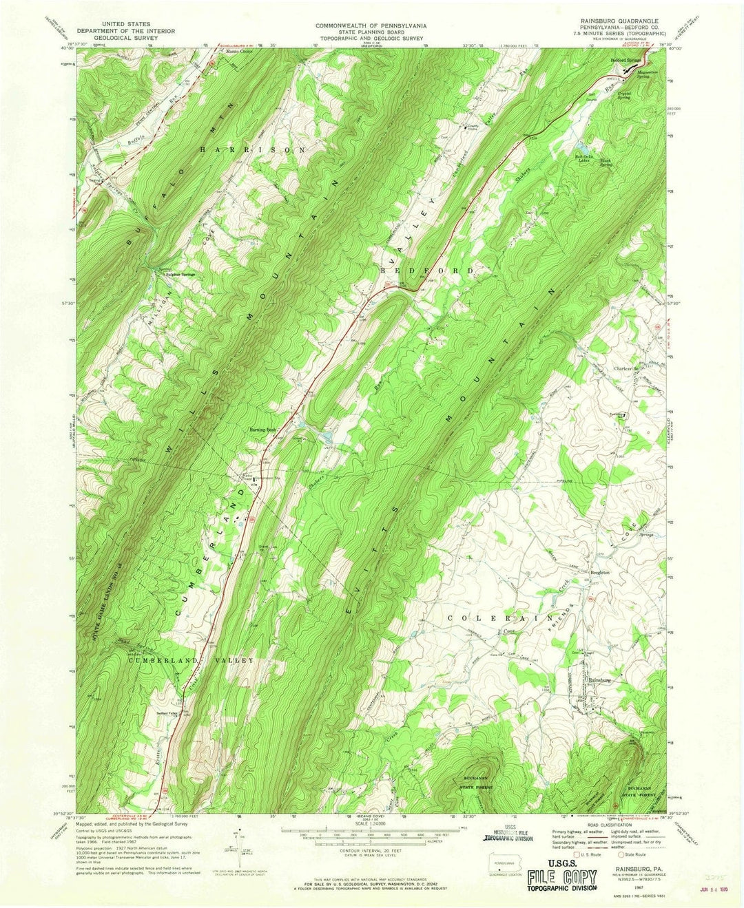 1967 Rainsburg, PA - Pennsylvania - USGS Topographic Map