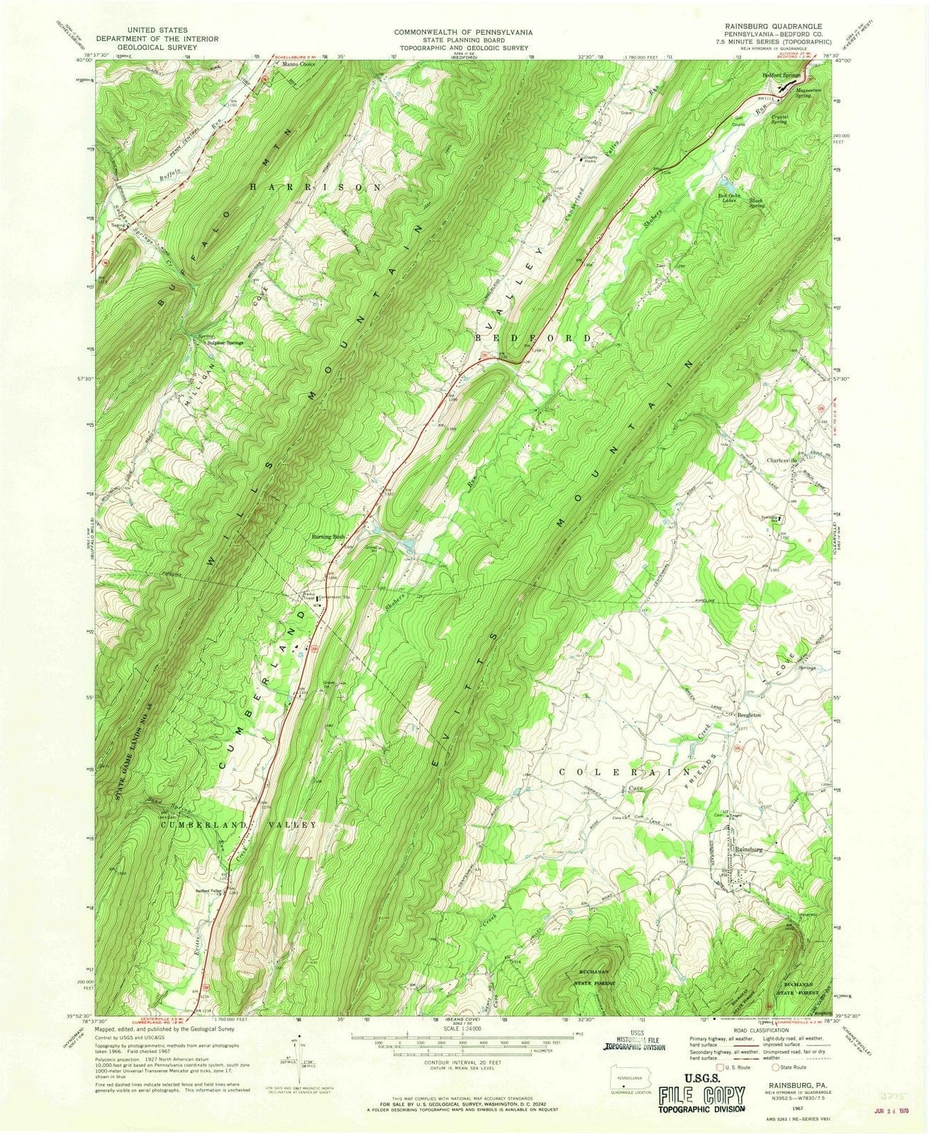 1967 Rainsburg, PA - Pennsylvania - USGS Topographic Map