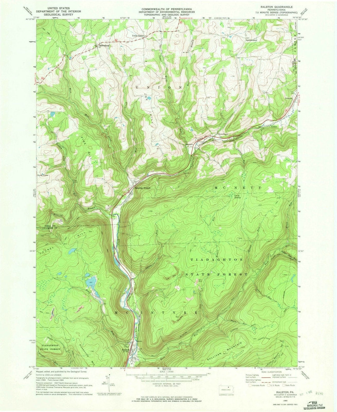 1969 Ralston, PA - Pennsylvania - USGS Topographic Map