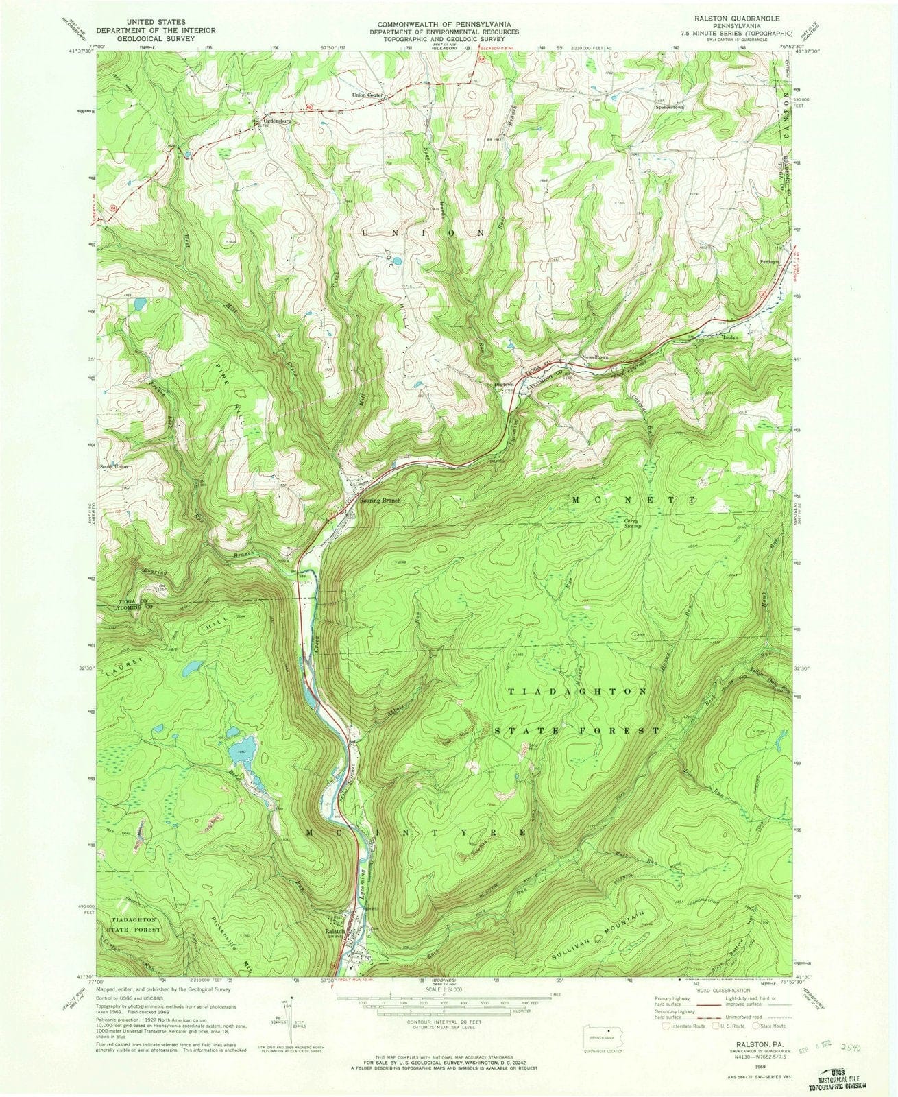1969 Ralston, PA - Pennsylvania - USGS Topographic Map