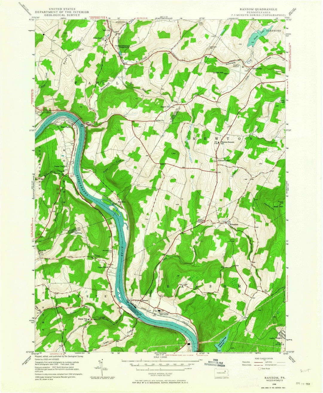 1946 Ransom, PA - Pennsylvania - USGS Topographic Map