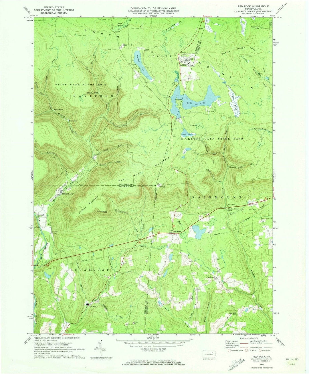 1969 Red Rock, PA - Pennsylvania - USGS Topographic Map