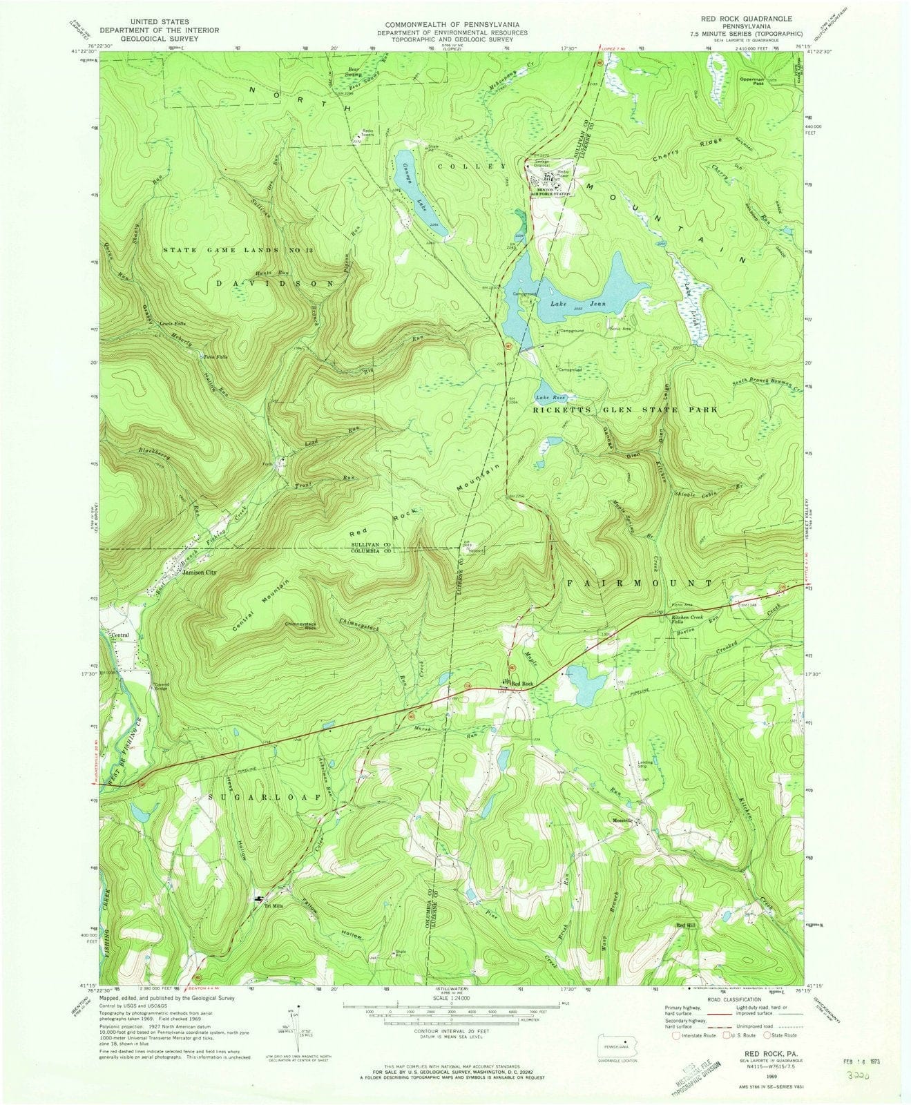 1969 Red Rock, PA - Pennsylvania - USGS Topographic Map
