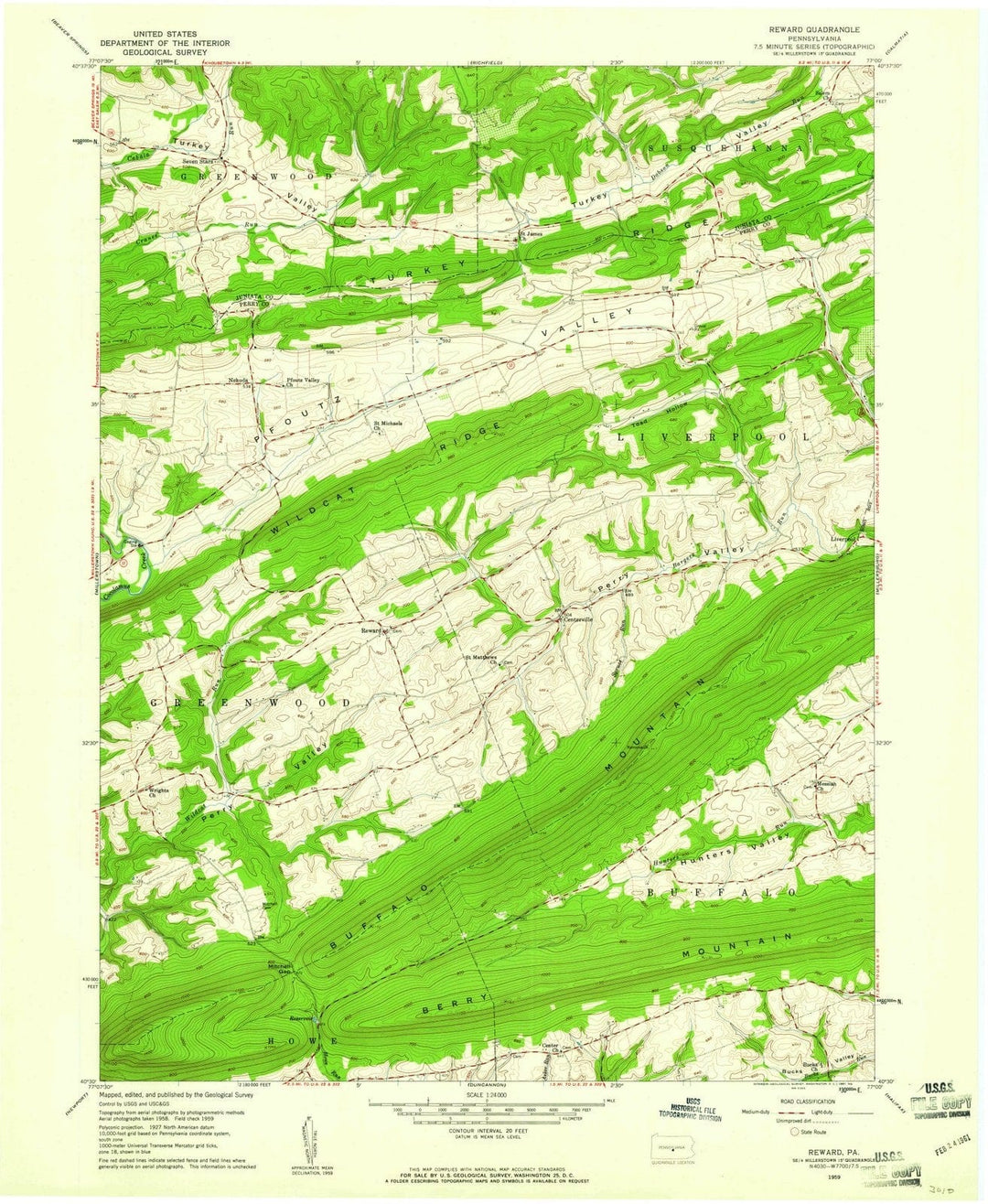 1959 Reward, PA - Pennsylvania - USGS Topographic Map
