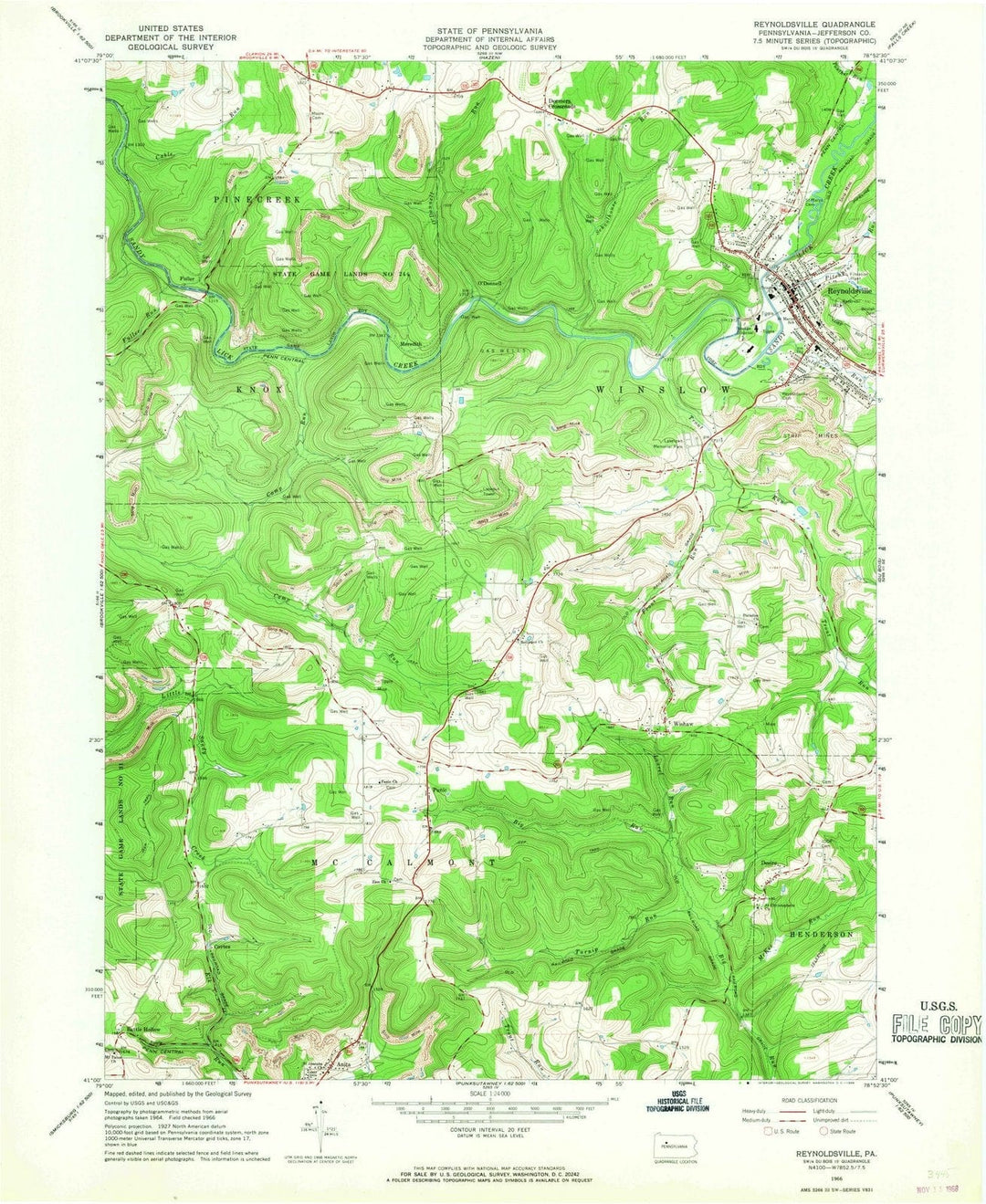 1966 Reynoldsville, PA - Pennsylvania - USGS Topographic Map