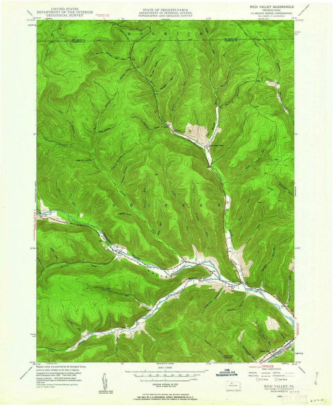 1948 Rich Valley, PA - Pennsylvania - USGS Topographic Map